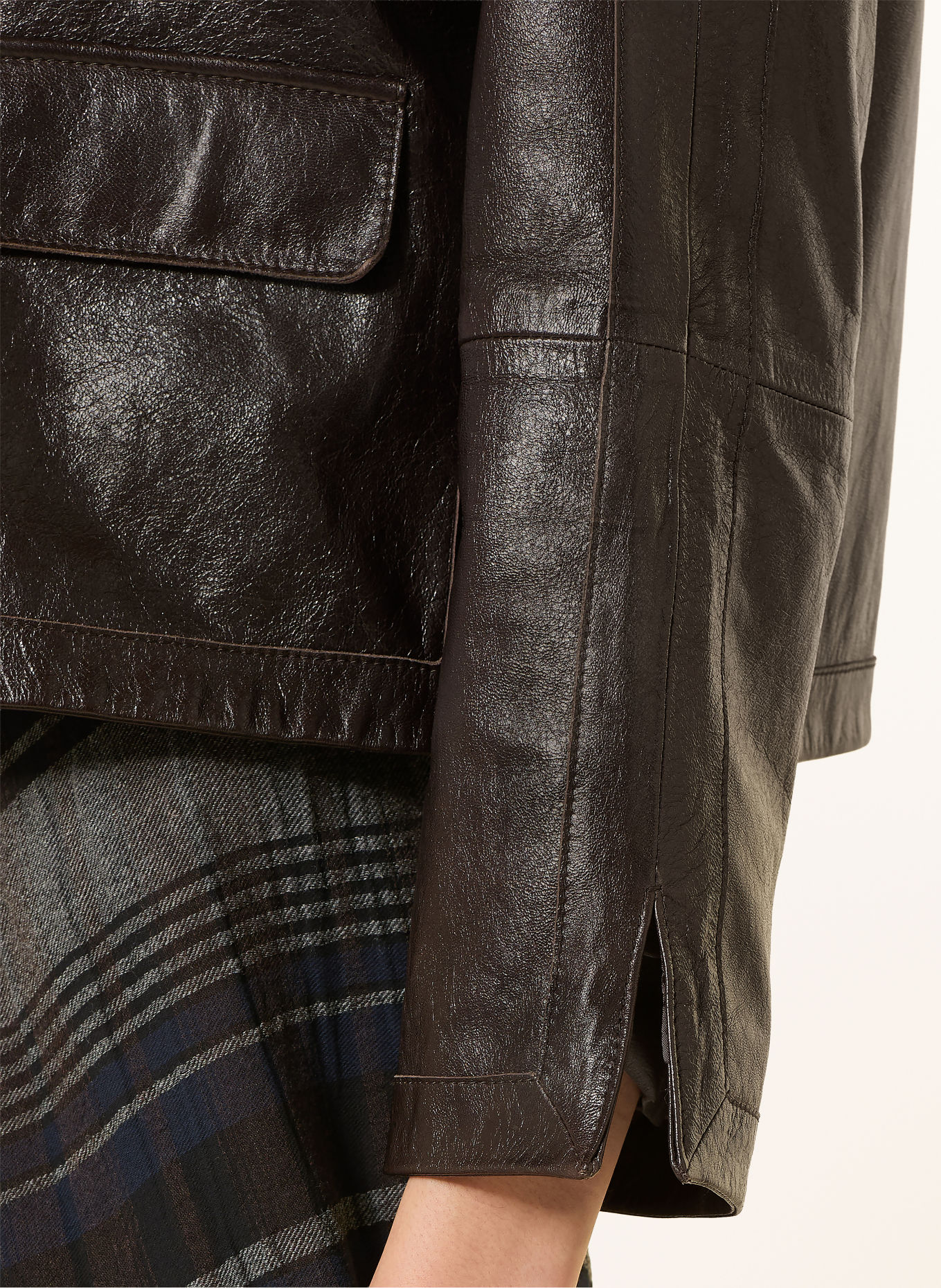 LUISA CERANO Leather jacket: DARK BROWN