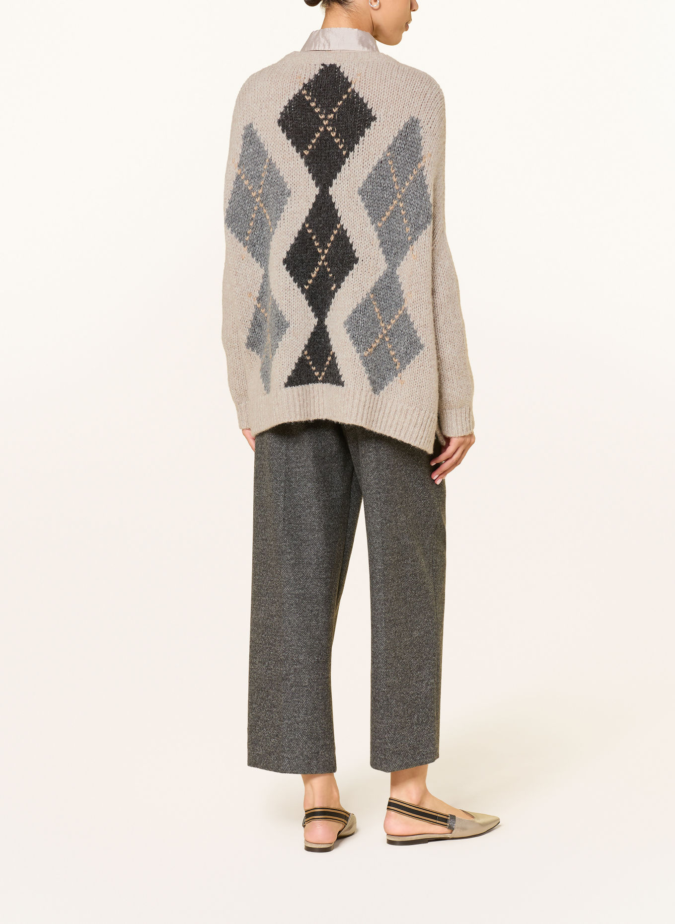LUISA CERANO Strickjacke mit Alpaka: HELLGRAU / BEIGE / GRAU