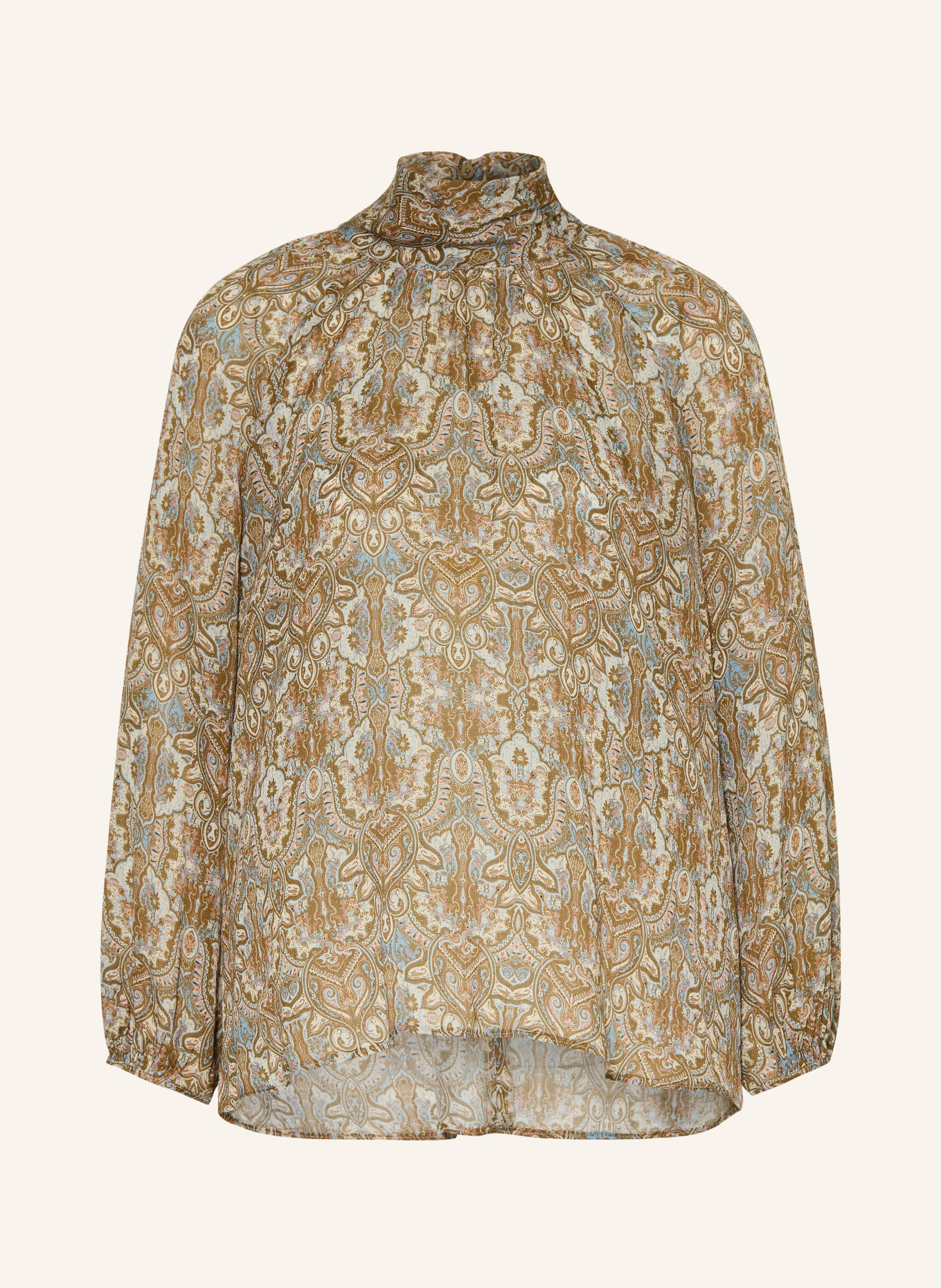 LUISA CERANO Chemisier à fils pailletés: TAUPE / ROSE / BLEU CLAIR