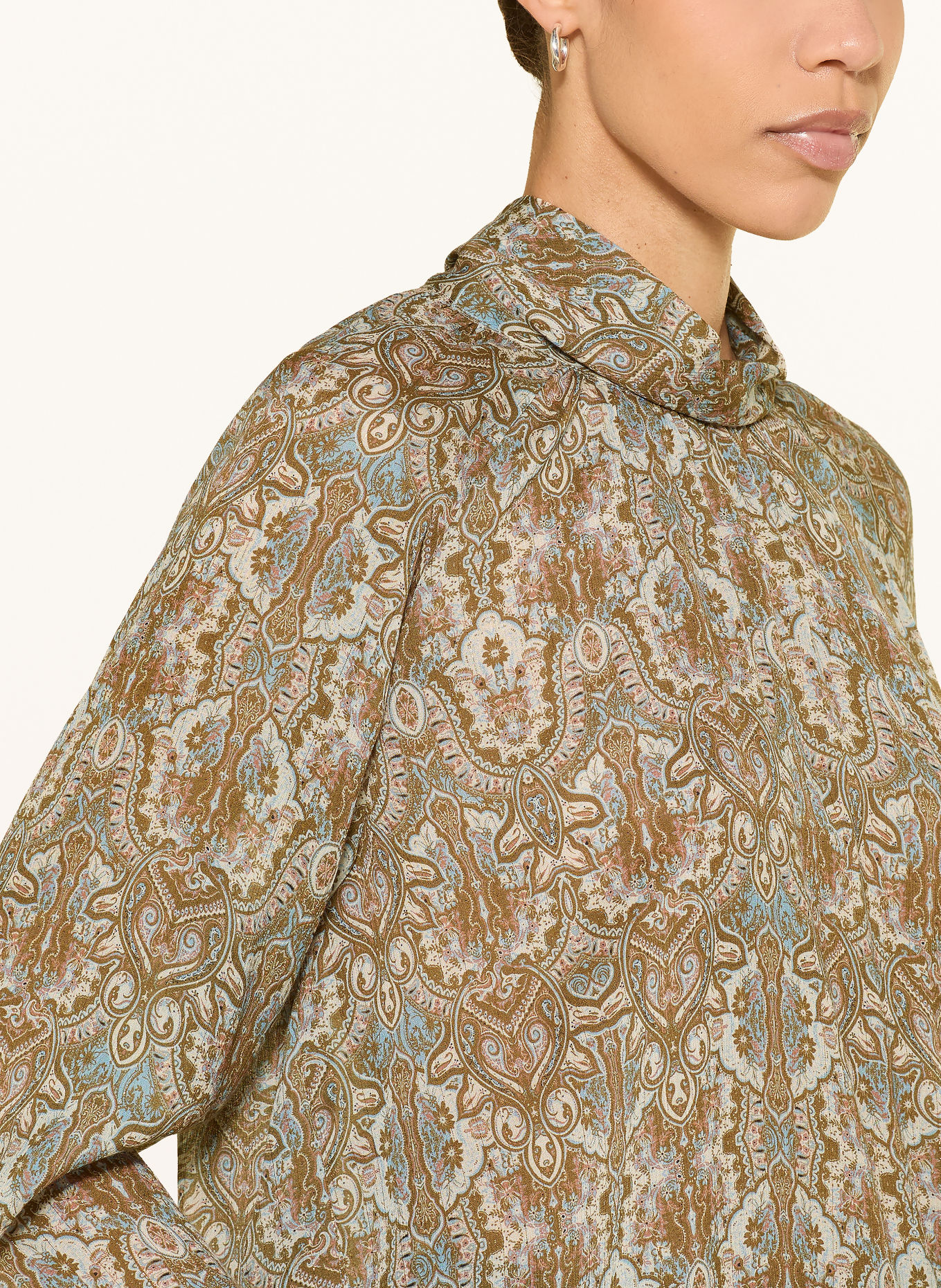 LUISA CERANO Chemisier à fils pailletés: TAUPE / ROSE / BLEU CLAIR
