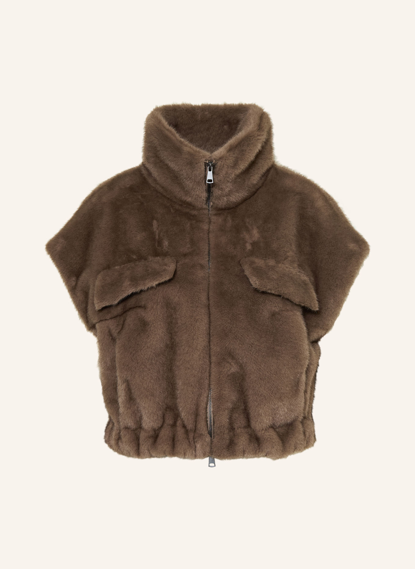 LUISA CERANO Veste sans manches en fausse fourrure: MARRON