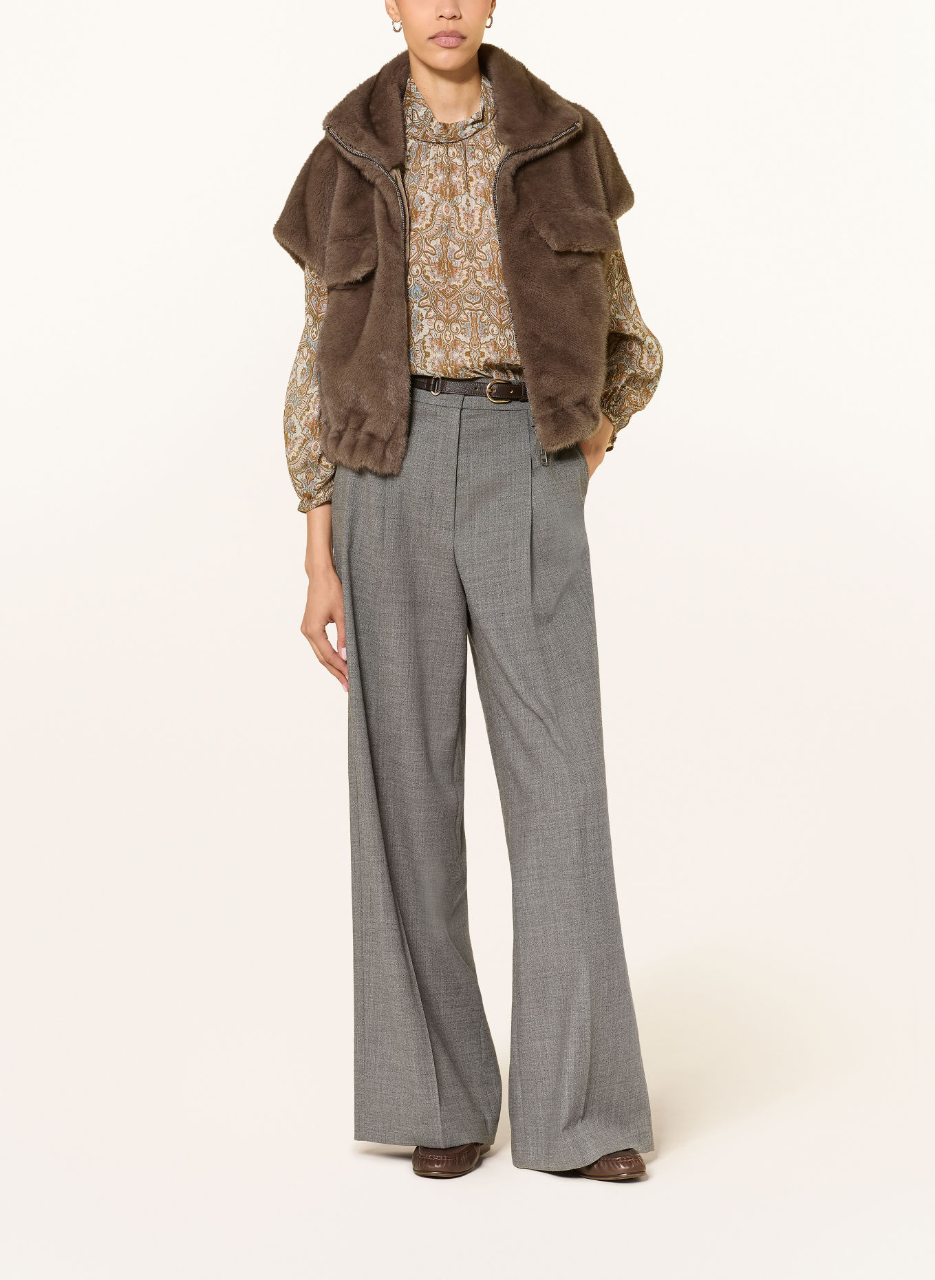 LUISA CERANO Veste sans manches en fausse fourrure: MARRON