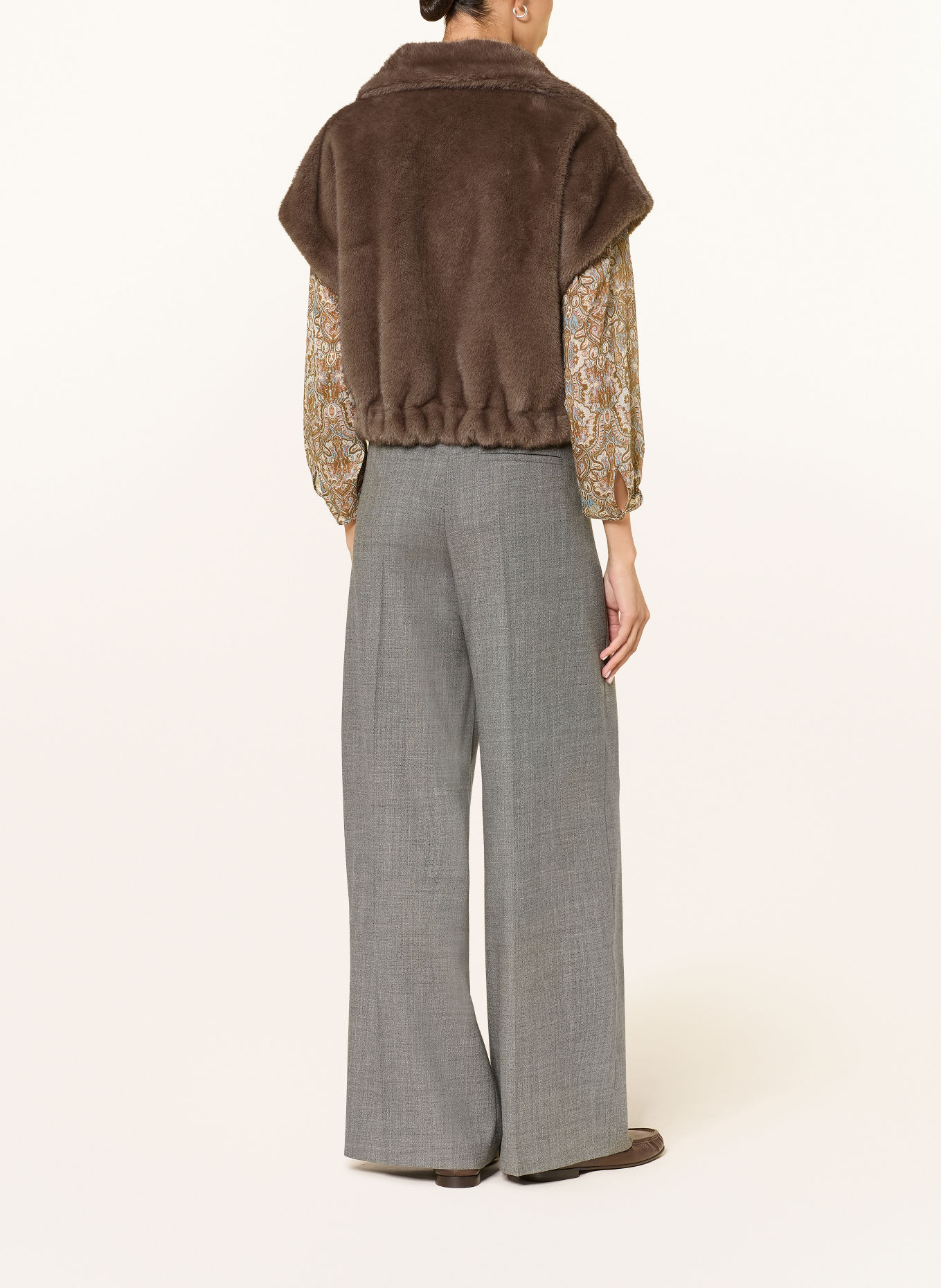 LUISA CERANO Veste sans manches en fausse fourrure: MARRON