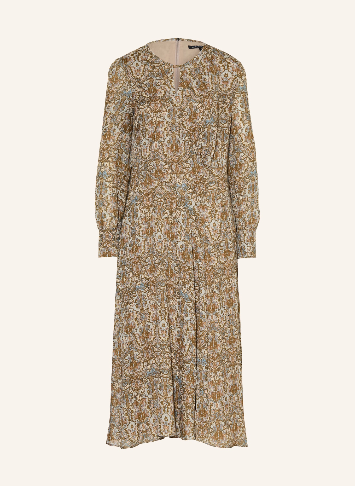 LUISA CERANO Dress with sequined trim: OLIVE / SALMON / LIGHT BLUE
