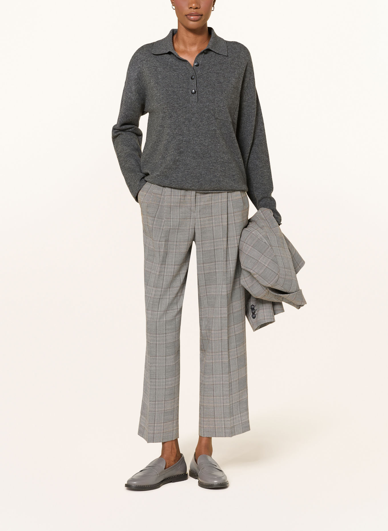 LUISA CERANO Knit polo shirt: GRAY
