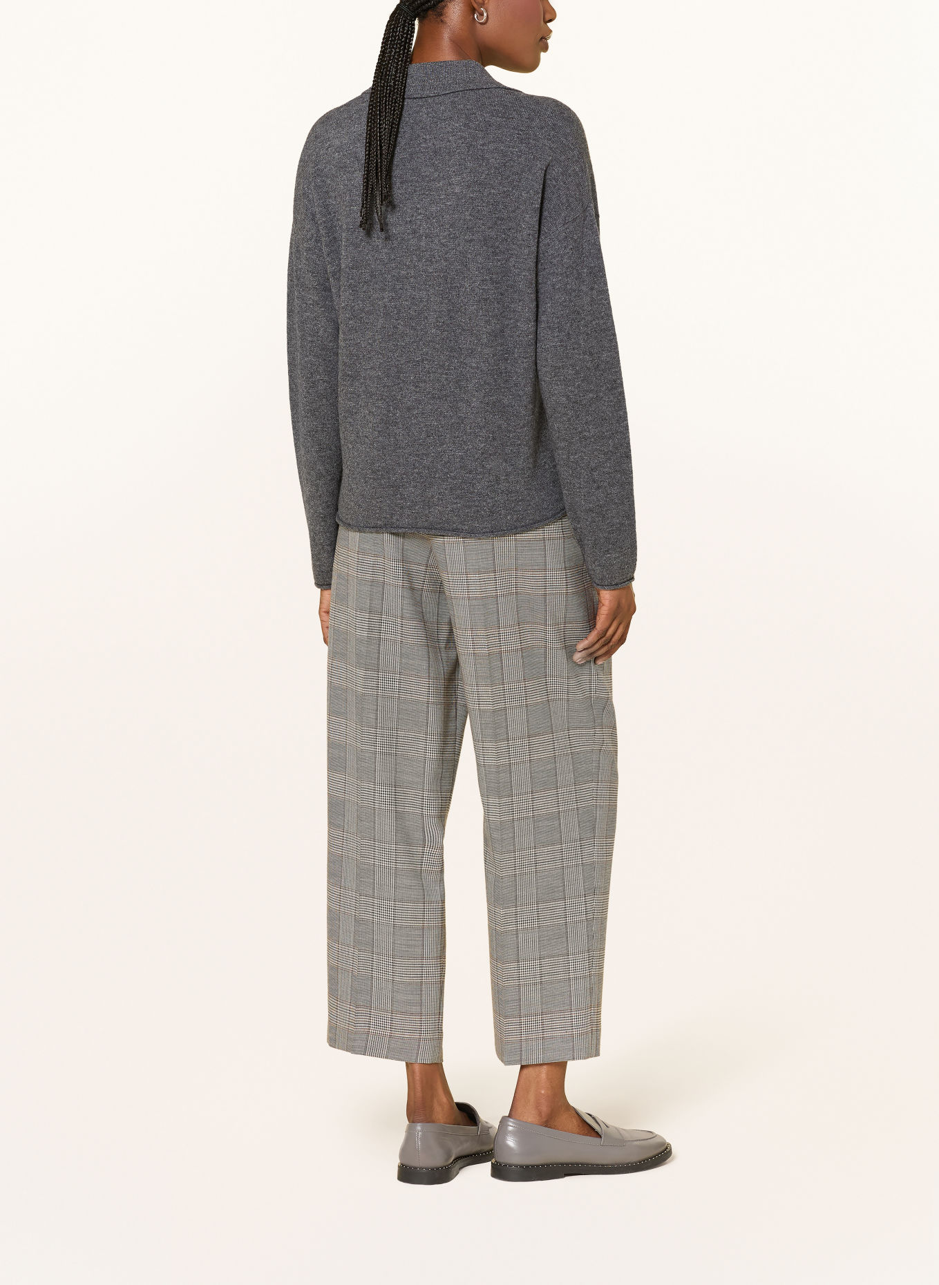 LUISA CERANO Knit polo shirt: GRAY