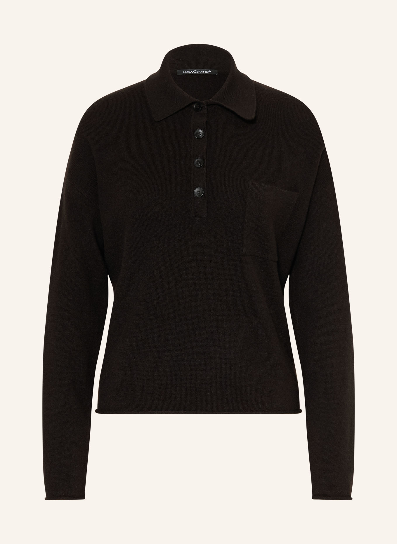 LUISA CERANO Knit polo shirt: DARK BROWN