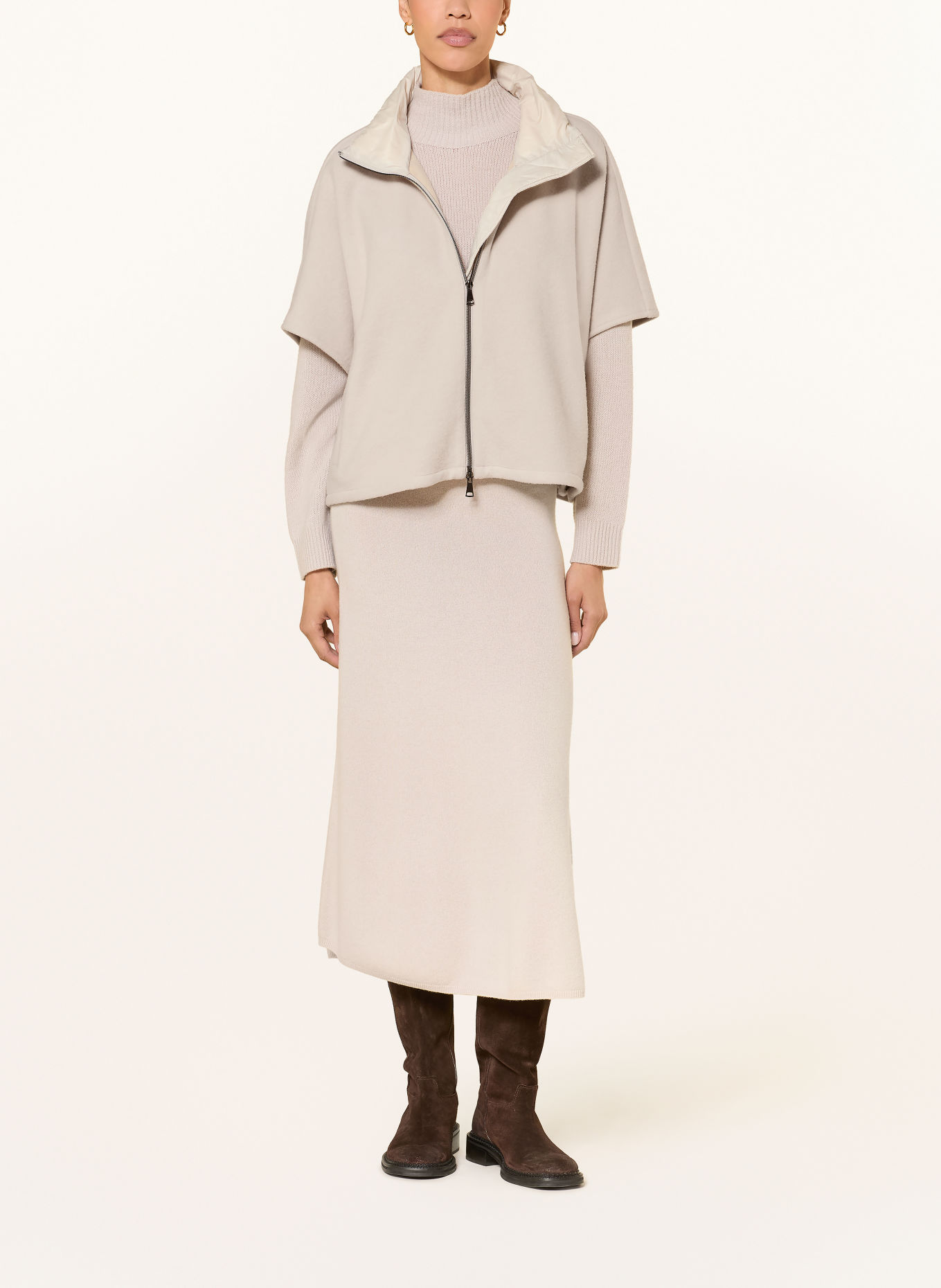 LUISA CERANO Cape mit Blende: HELLGRAU