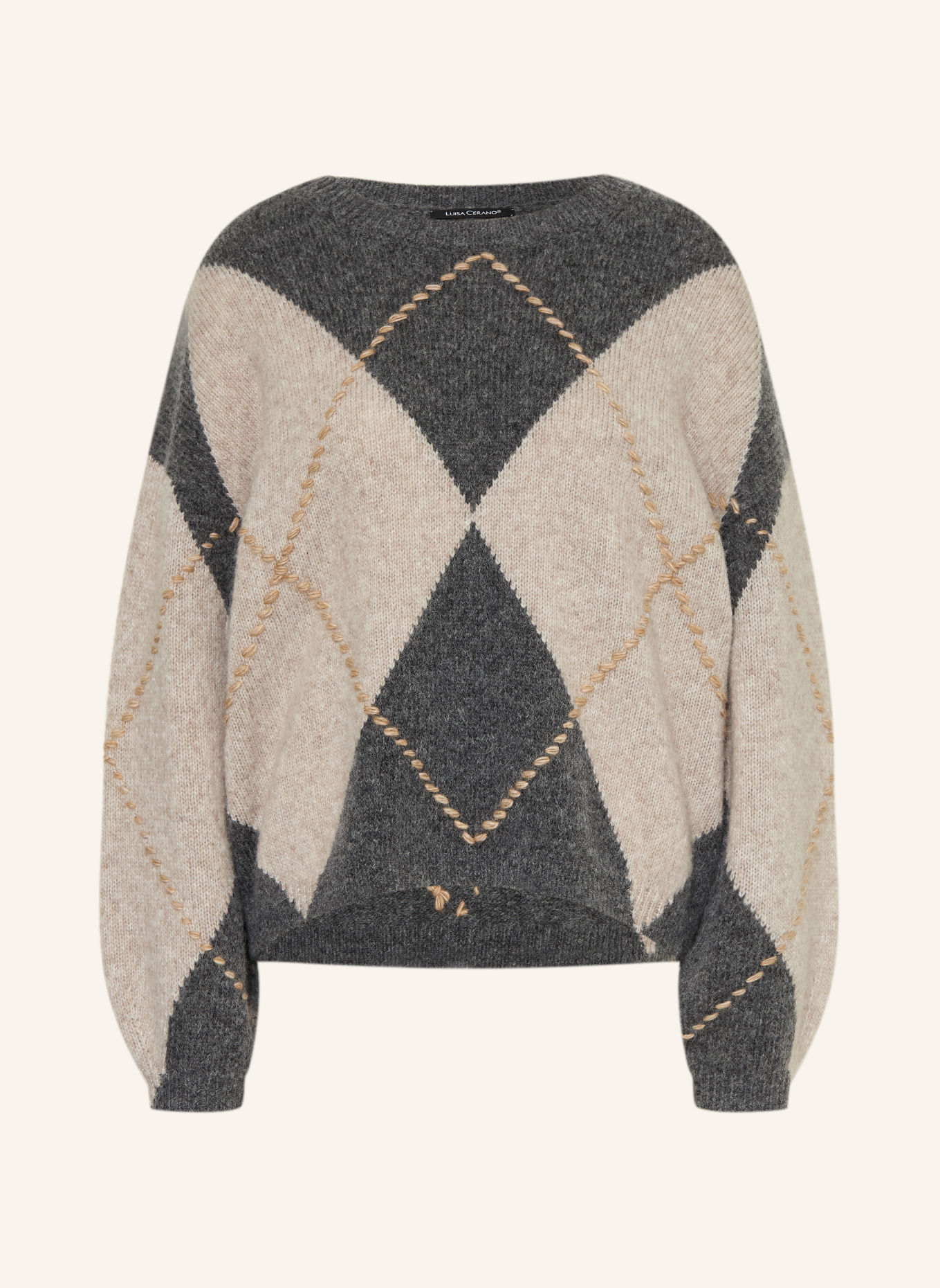 LUISA CERANO Pullover mit Alpaka: GRAU / BEIGE / TAUPE