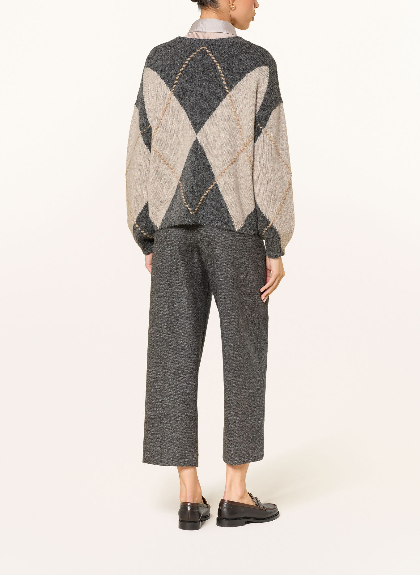 LUISA CERANO Pullover mit Alpaka: GRAU / BEIGE / TAUPE