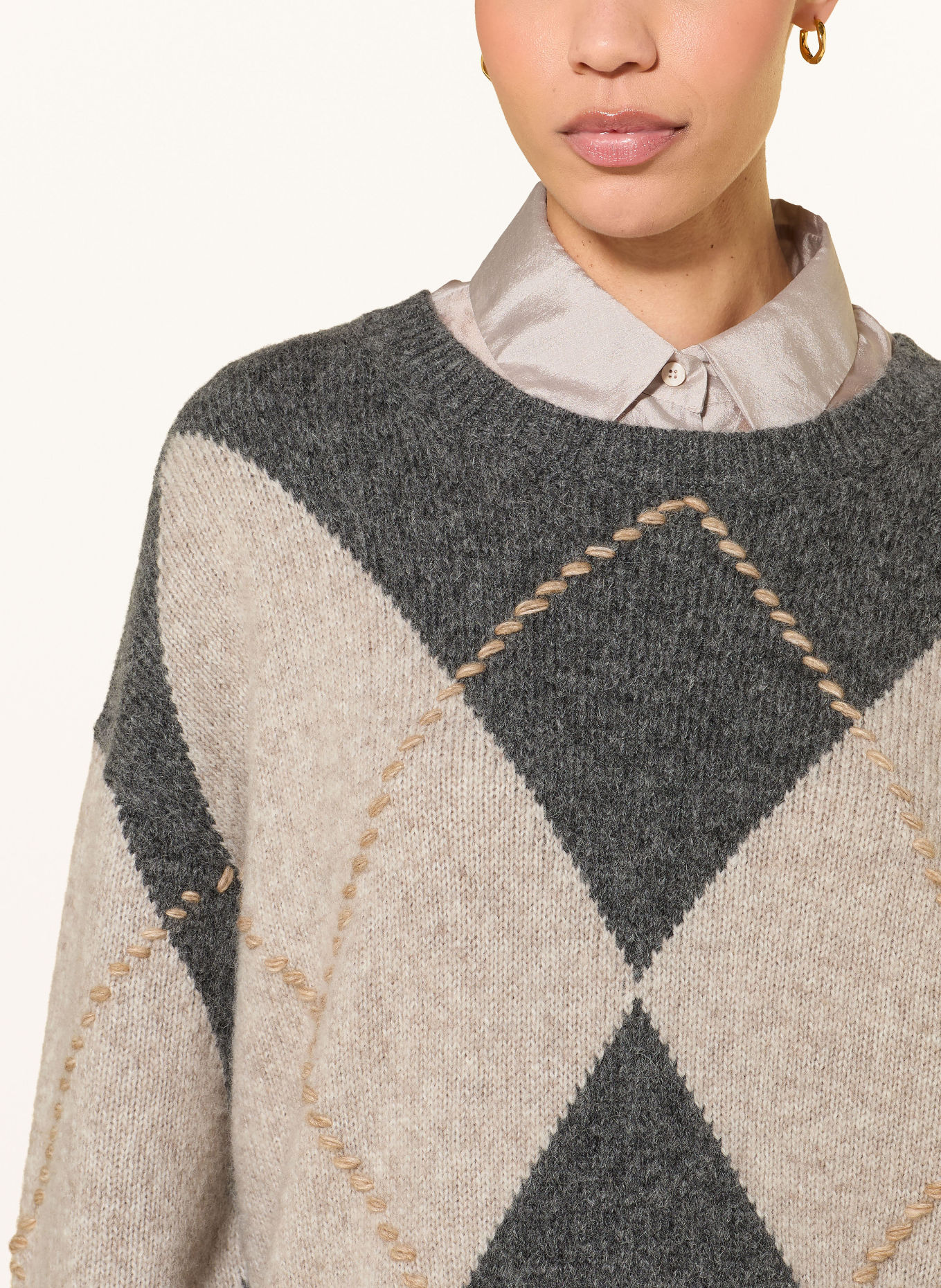 LUISA CERANO Pullover mit Alpaka: GRAU / BEIGE / TAUPE