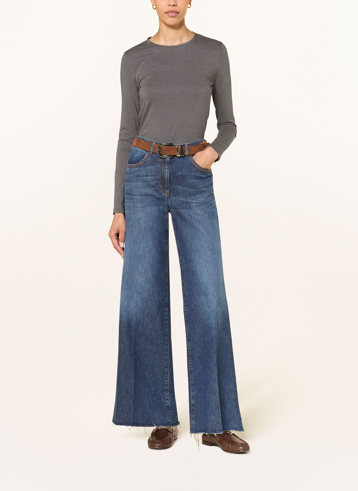 LUISA CERANO Longsleeve mit Glitzergarn: DUNKELGRAU / GOLD