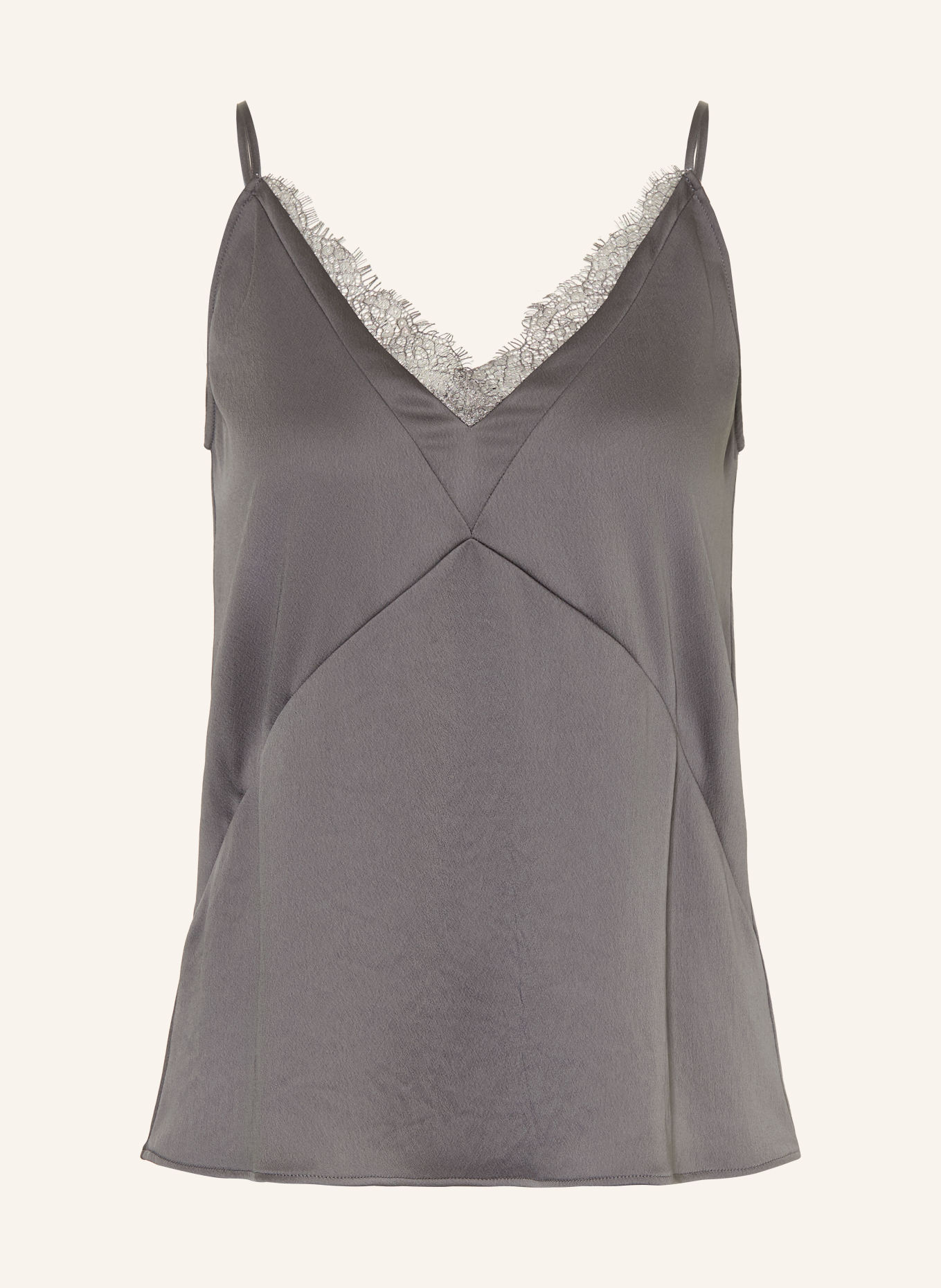 LUISA CERANO Blusentop aus Satin mit Spitze: DUNKELGRAU