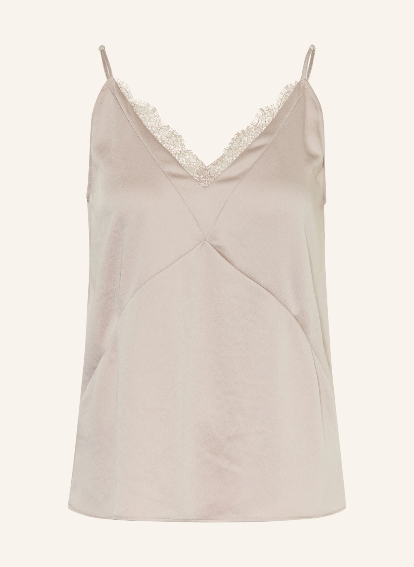 LUISA CERANO Satin blouse with lace: TAUPE