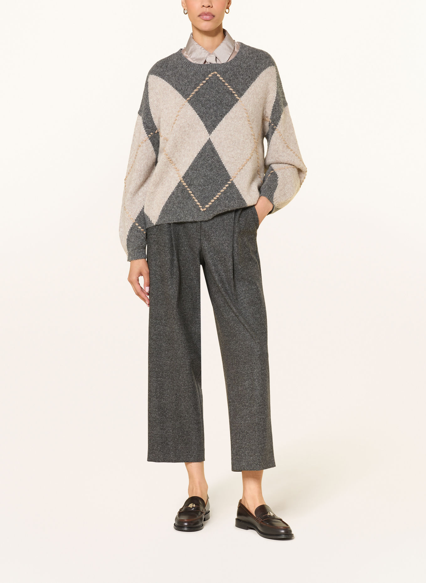 LUISA CERANO Pantalon: GRIS FONCÉ / GRIS CLAIR