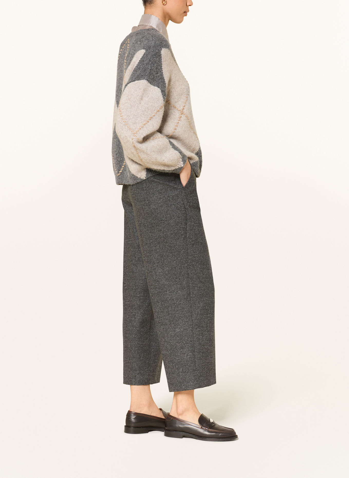 LUISA CERANO Pantalon: GRIS FONCÉ / GRIS CLAIR