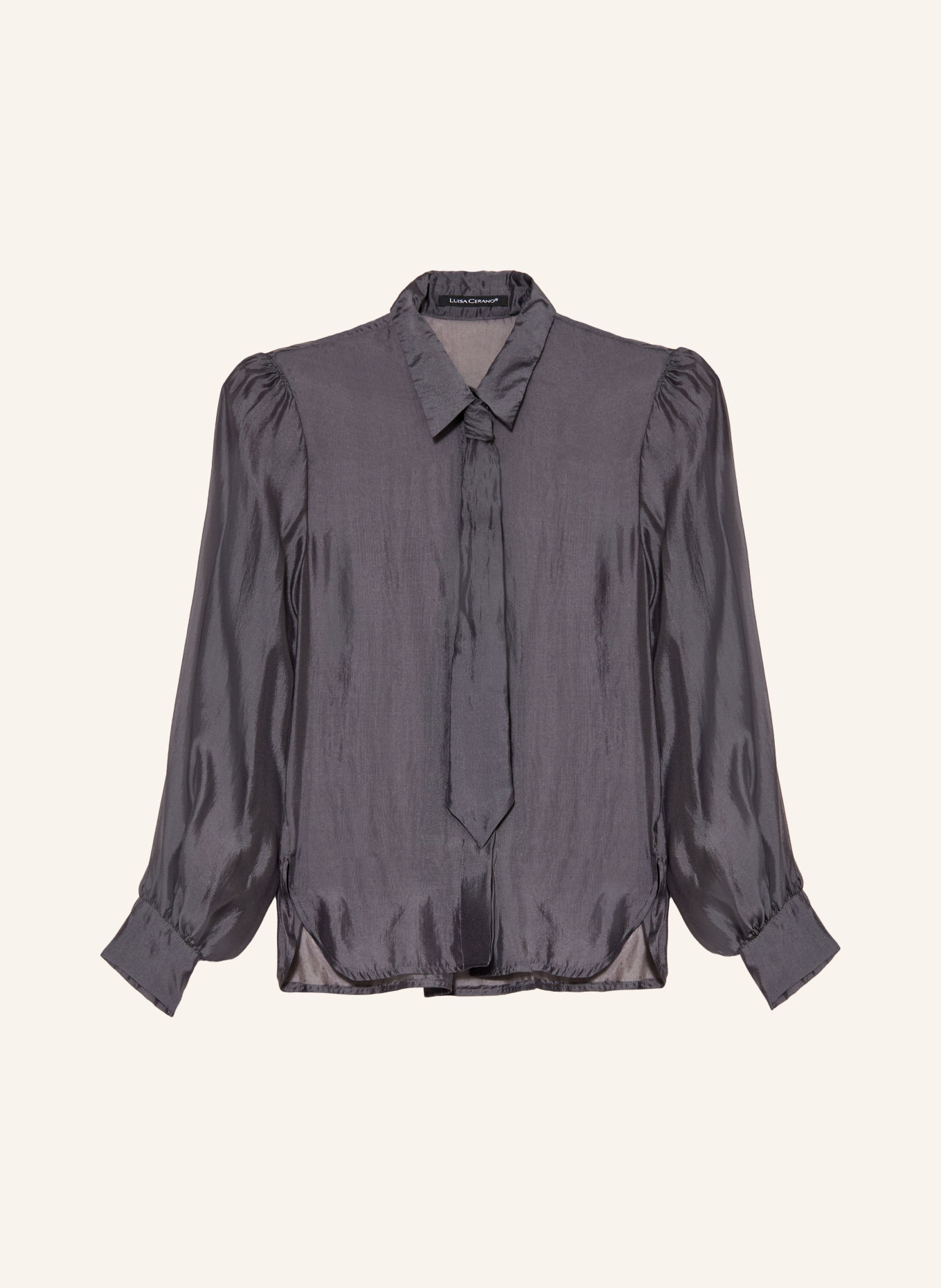 LUISA CERANO Shirt blouse with a detachable Tie: DARK GRAY