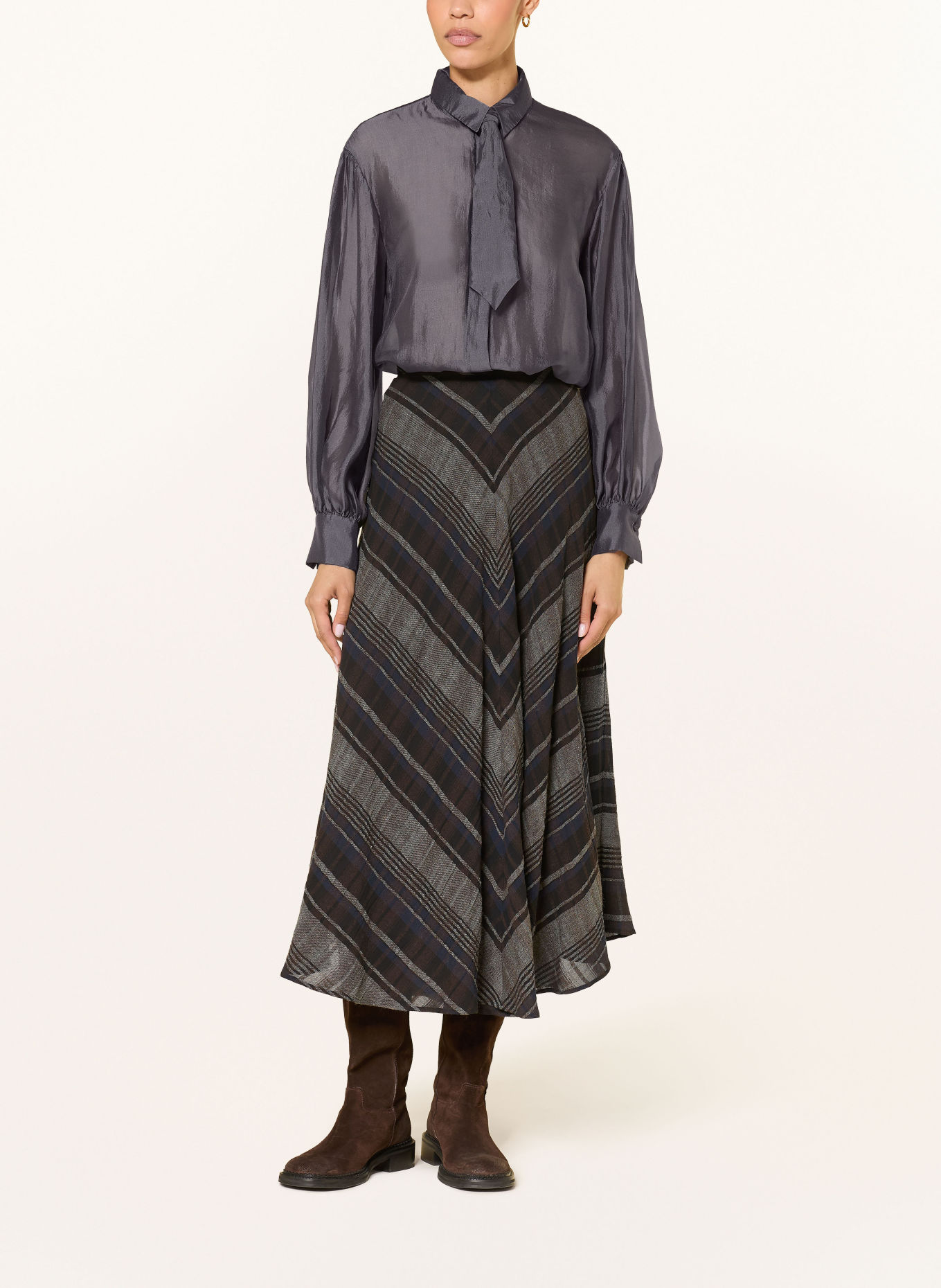 LUISA CERANO Shirt blouse with a detachable Tie: DARK GRAY
