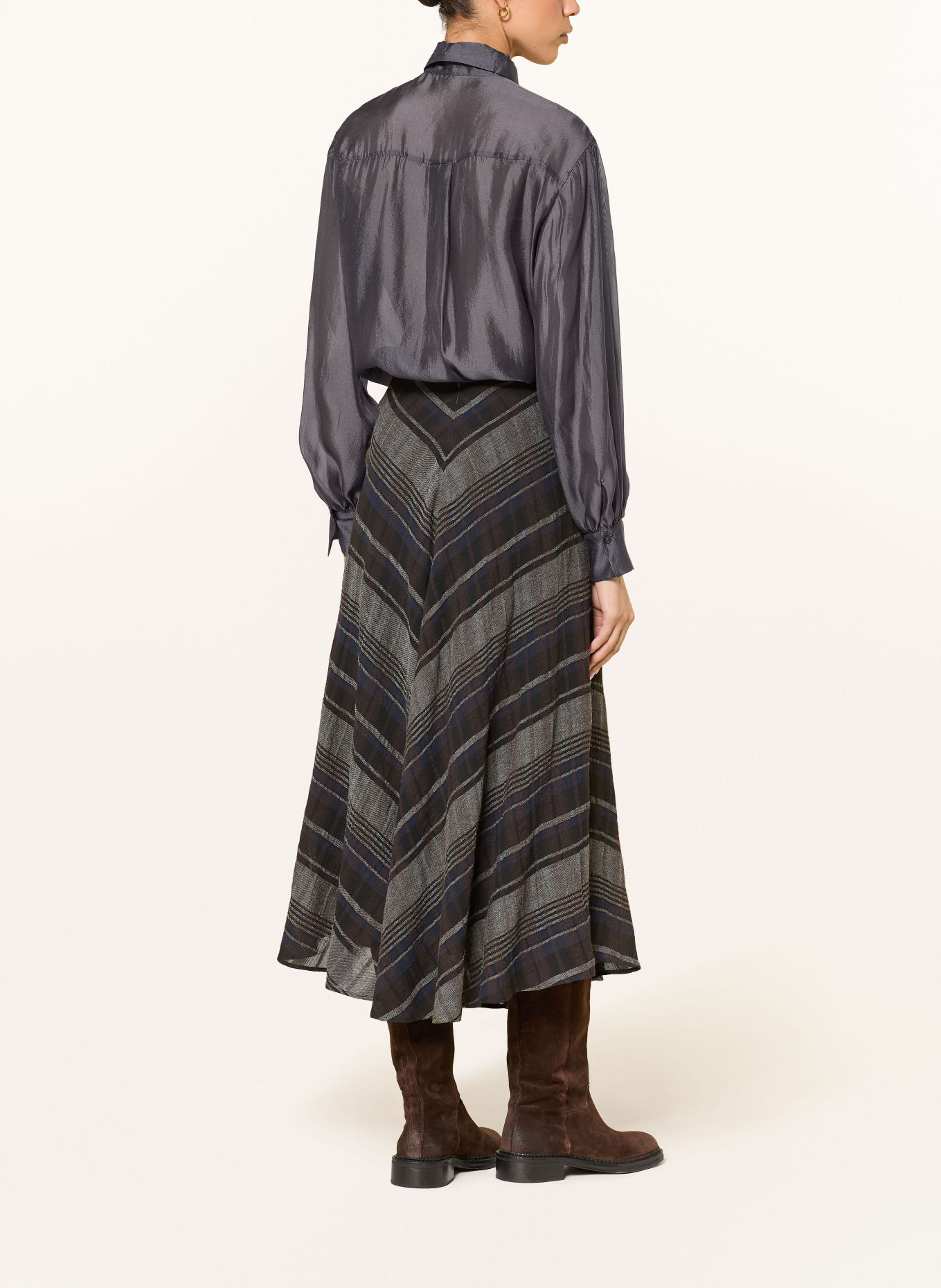 LUISA CERANO Shirt blouse with a detachable Tie: DARK GRAY