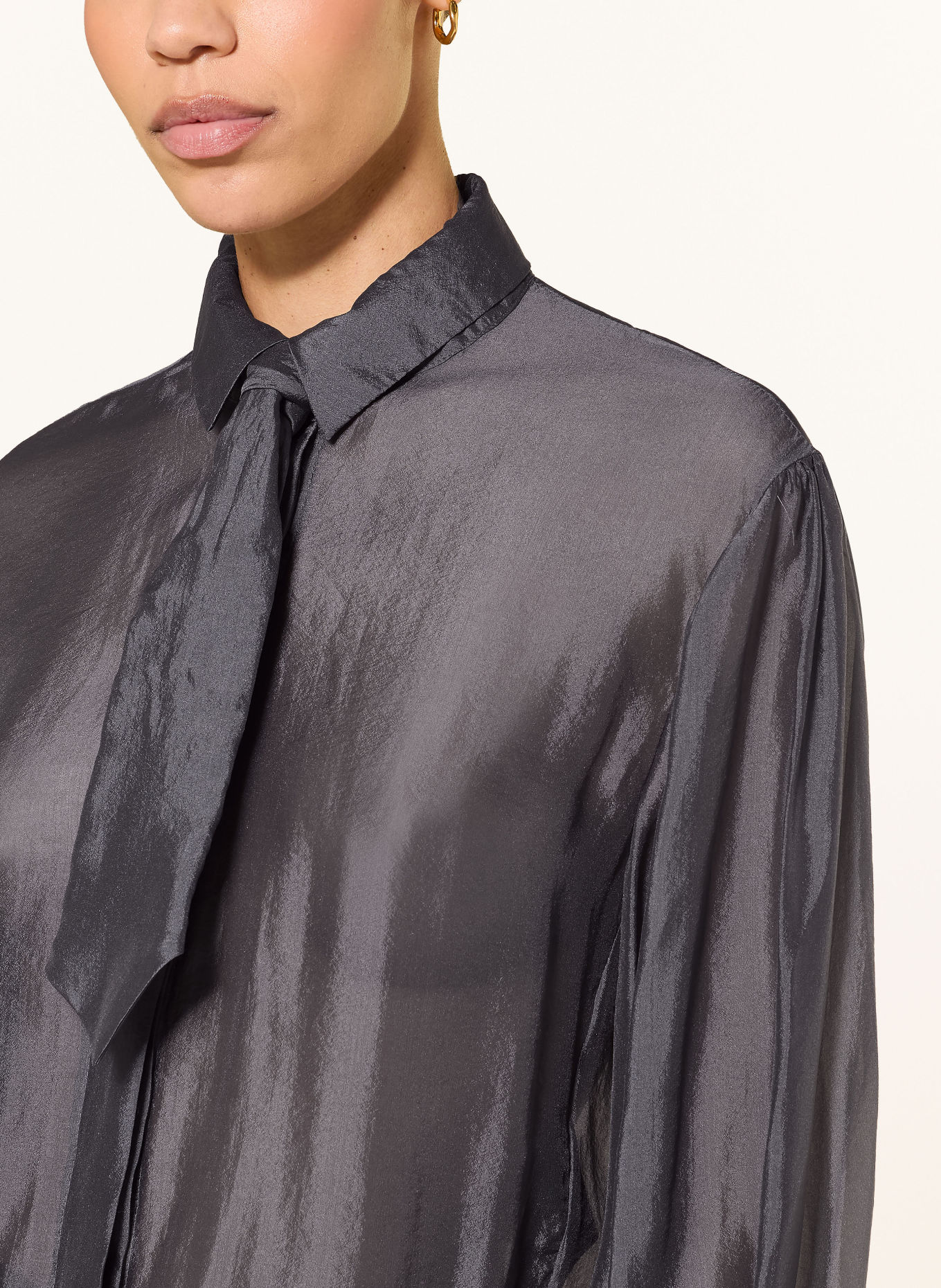 LUISA CERANO Shirt blouse with a detachable Tie: DARK GRAY