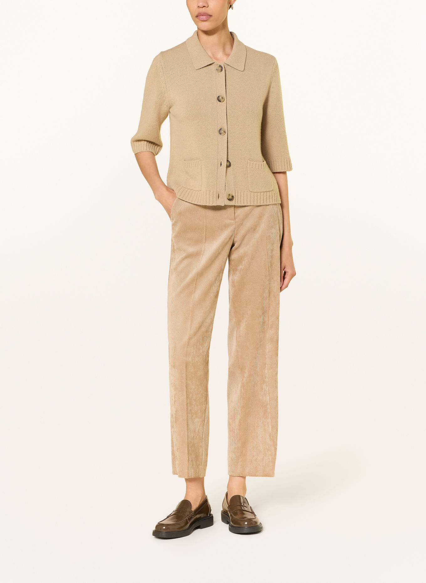 LUISA CERANO Strickjacke mit 3/4-Arm: BEIGE