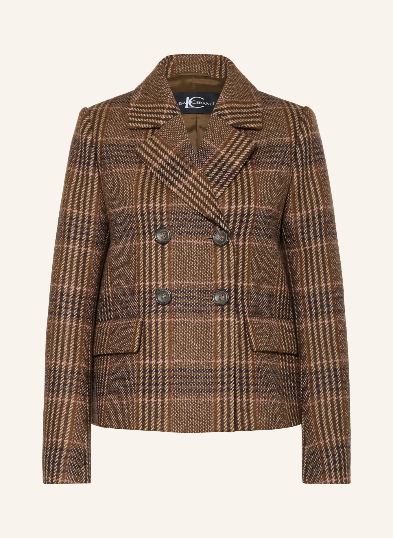 LUISA CERANO Blazer: BROWN / DARK BROWN / PINK