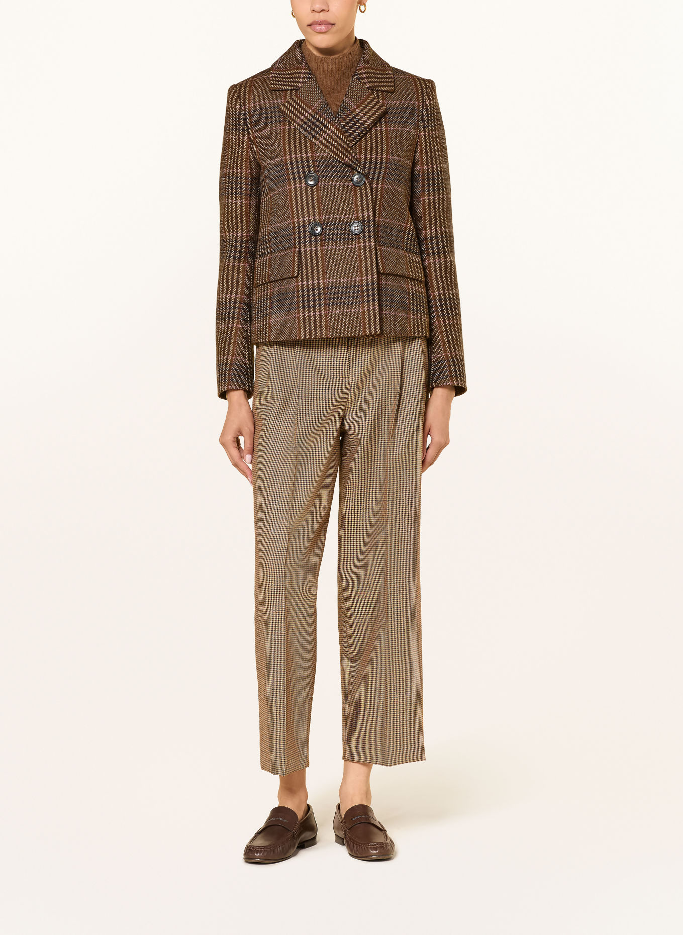LUISA CERANO Blazer: BROWN / DARK BROWN / PINK