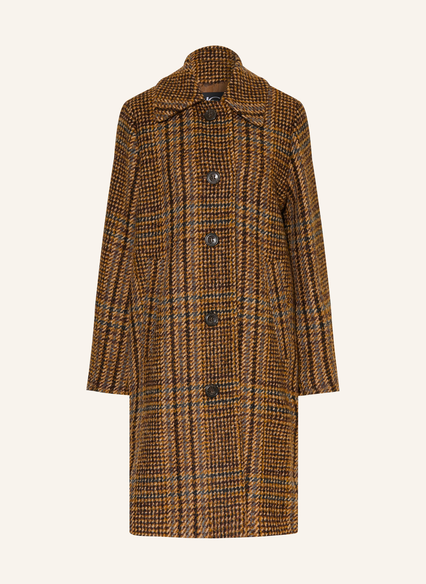 LUISA CERANO Tweed Coat: BROWN / BEIGE / LIGHT BLUE