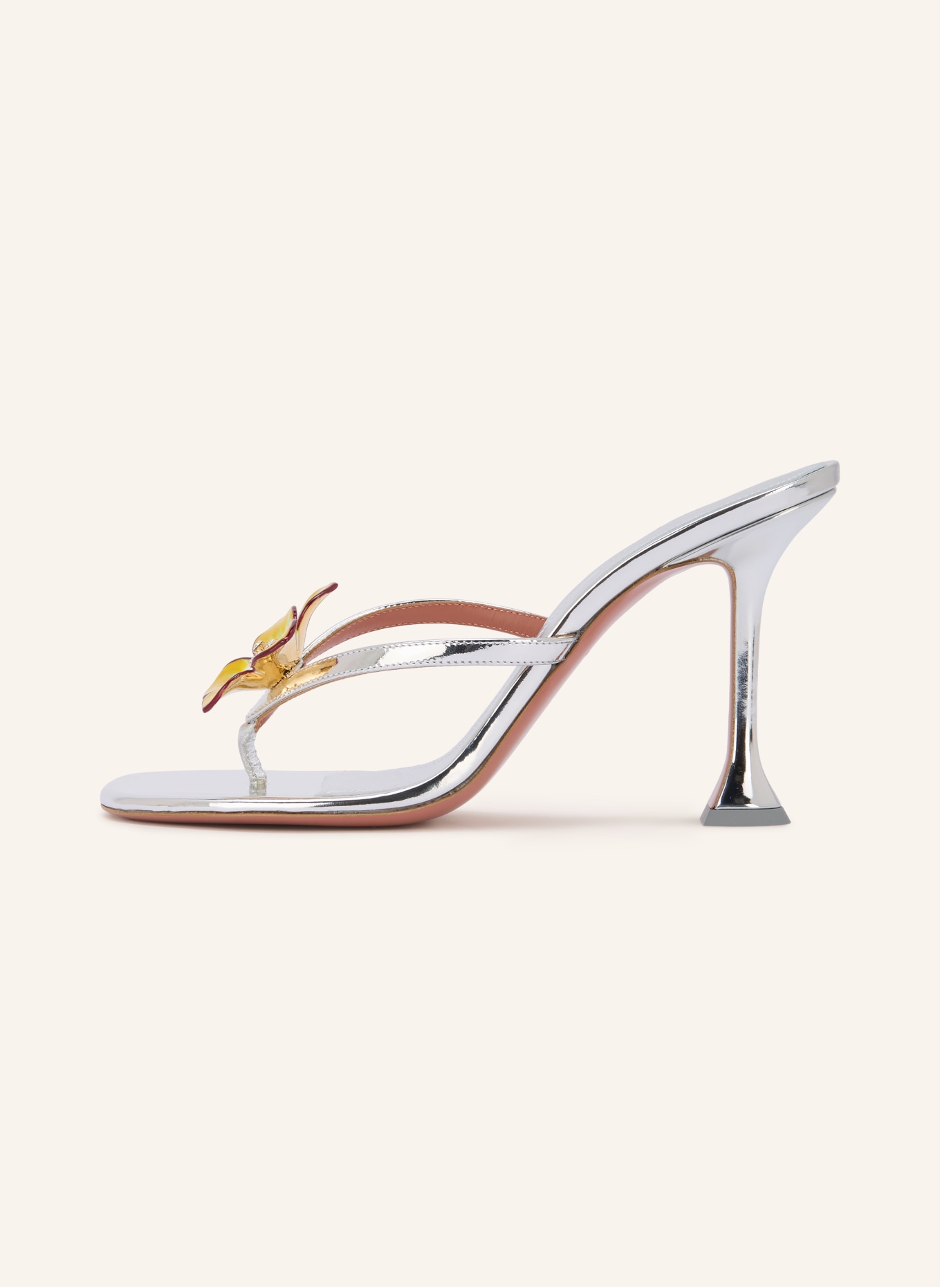 AMINA MUADDI VITTORIA THONG Thong sandals with Rhinestones: SILVER / YELLOW / GREEN