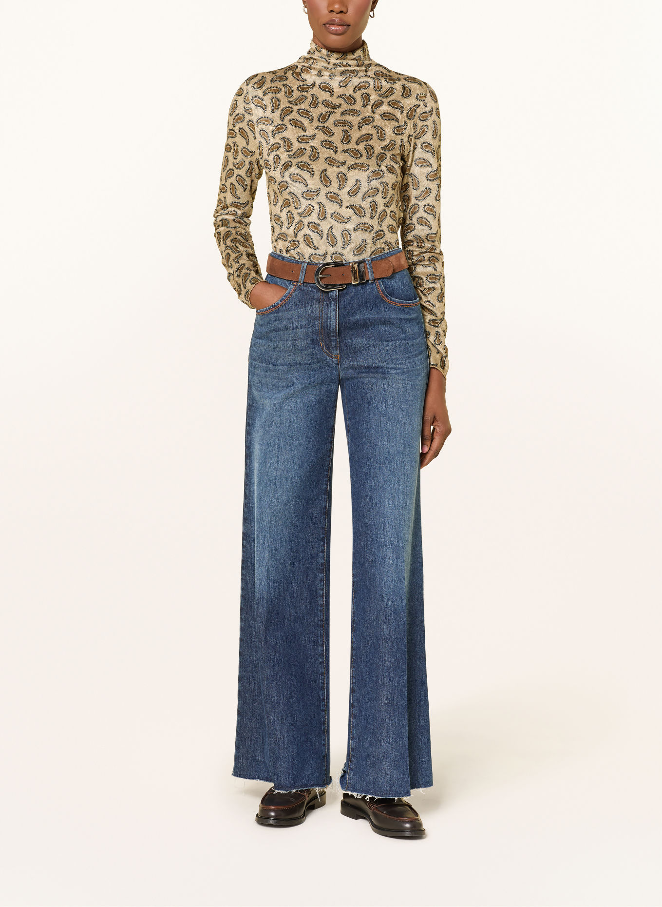 LUISA CERANO Longsleeve: HELLBRAUN / BRAUN / DUNKELBLAU