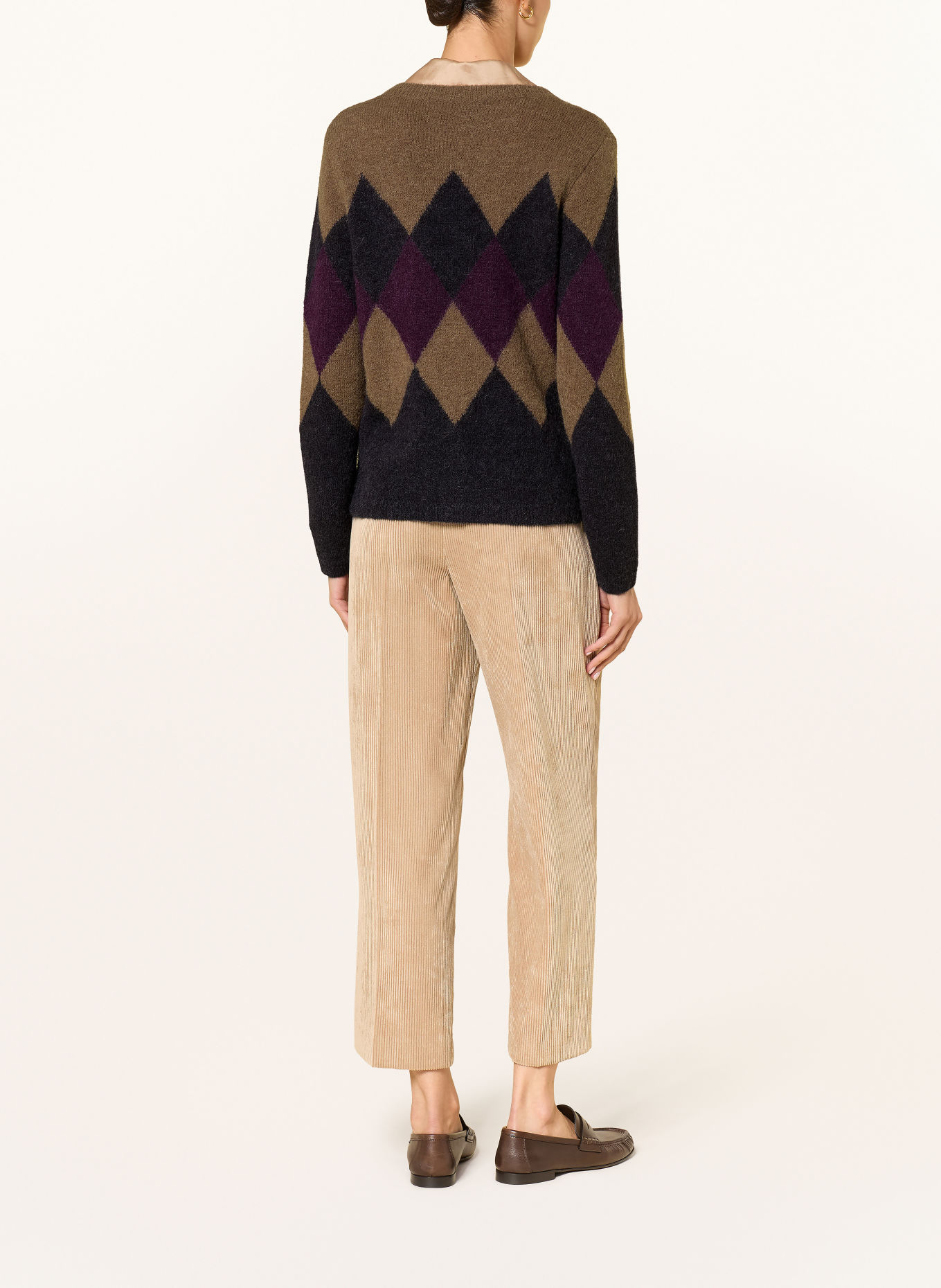 LUISA CERANO Cardigan with alpaca: DARK BLUE / BROWN / PURPLE