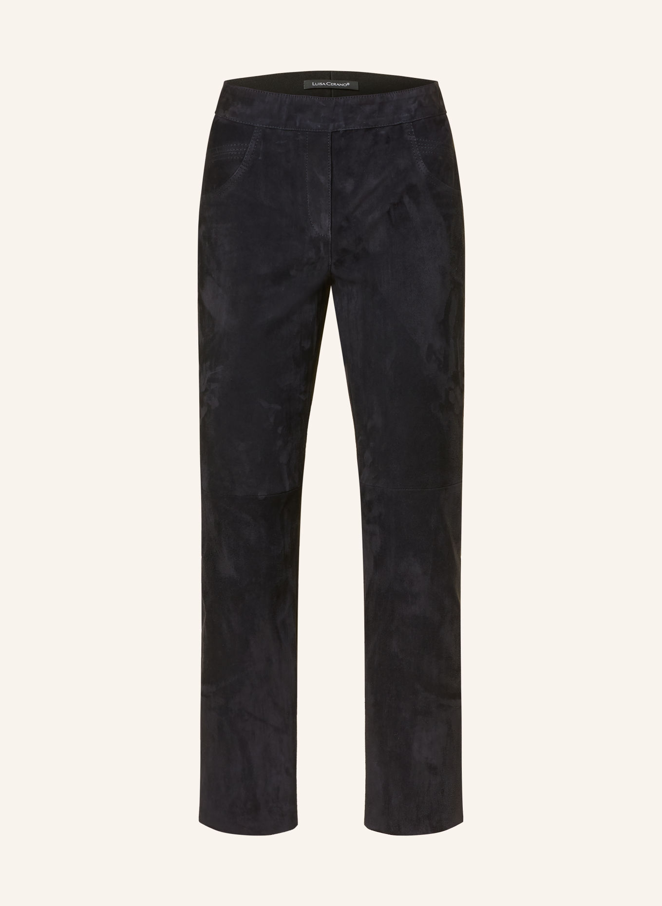 LUISA CERANO Leather pants: DARK BLUE