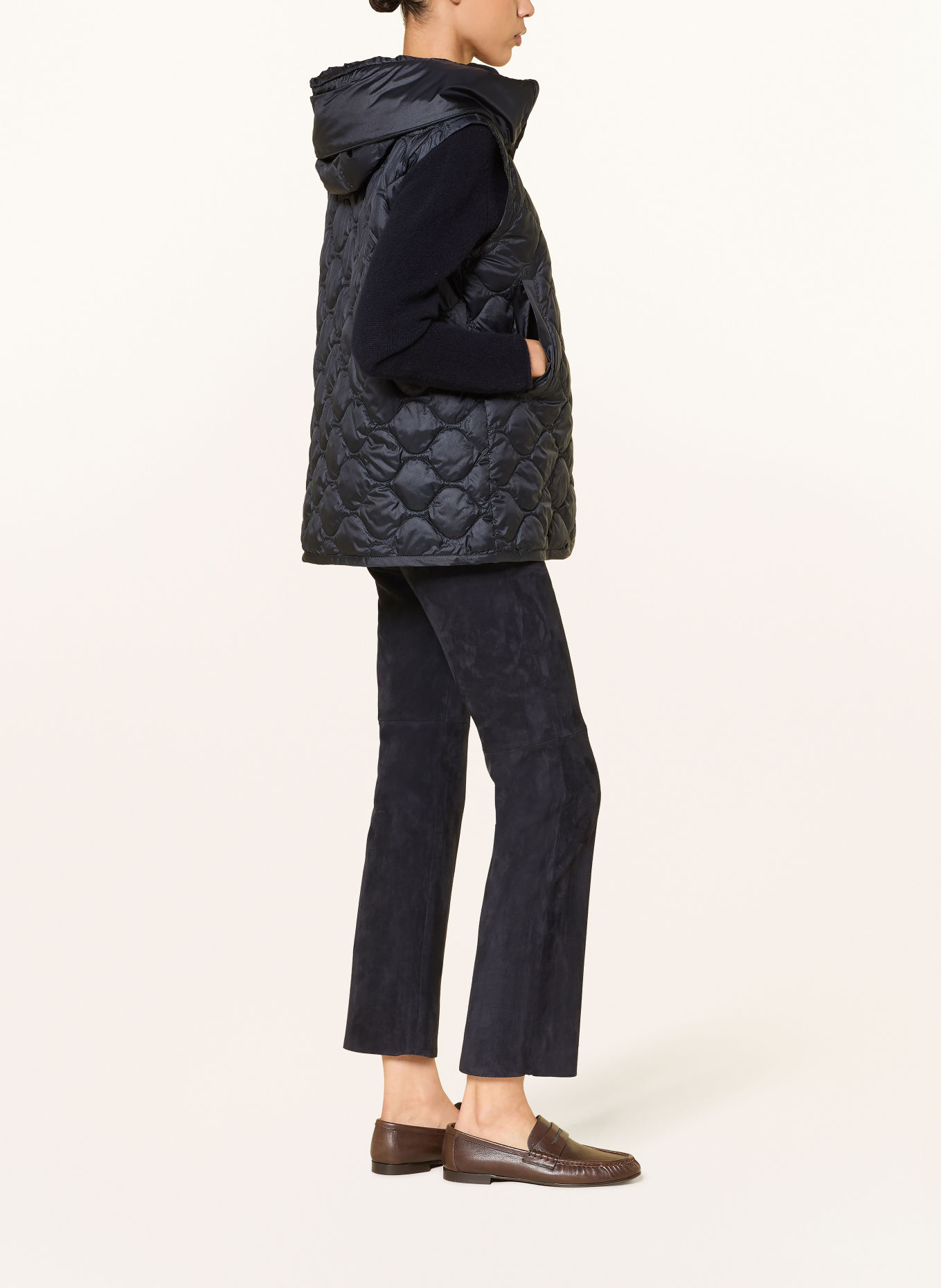 LUISA CERANO Leather pants: DARK BLUE