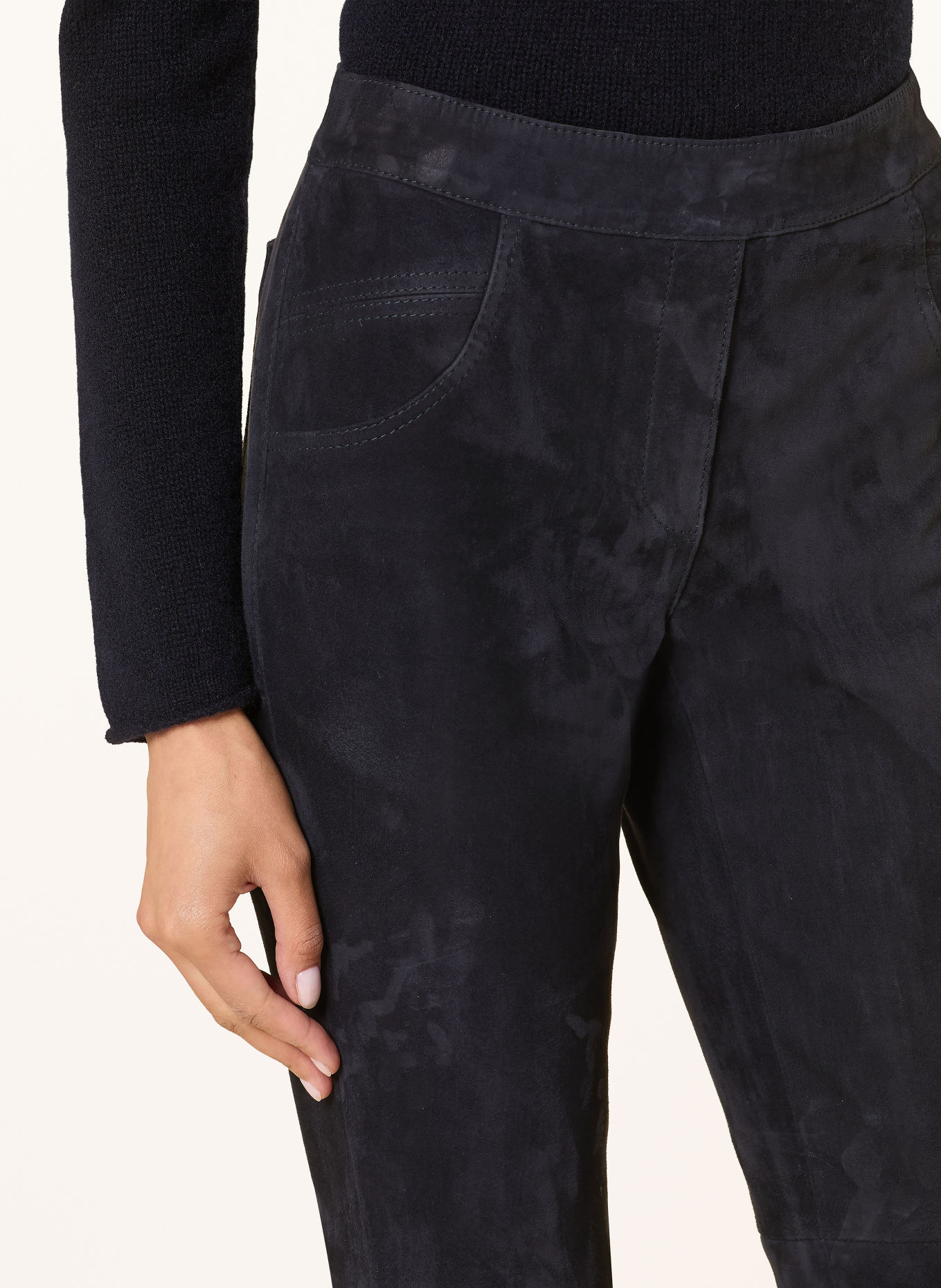 LUISA CERANO Leather pants: DARK BLUE