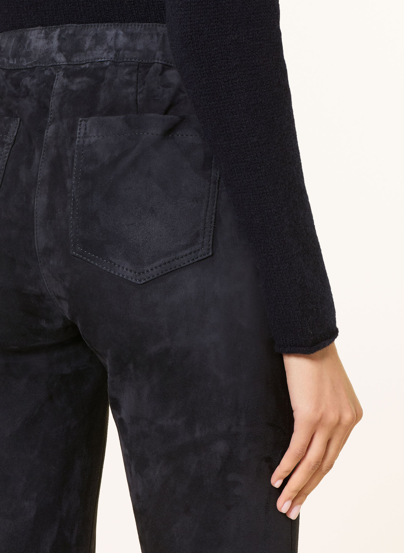 LUISA CERANO Leather pants: DARK BLUE