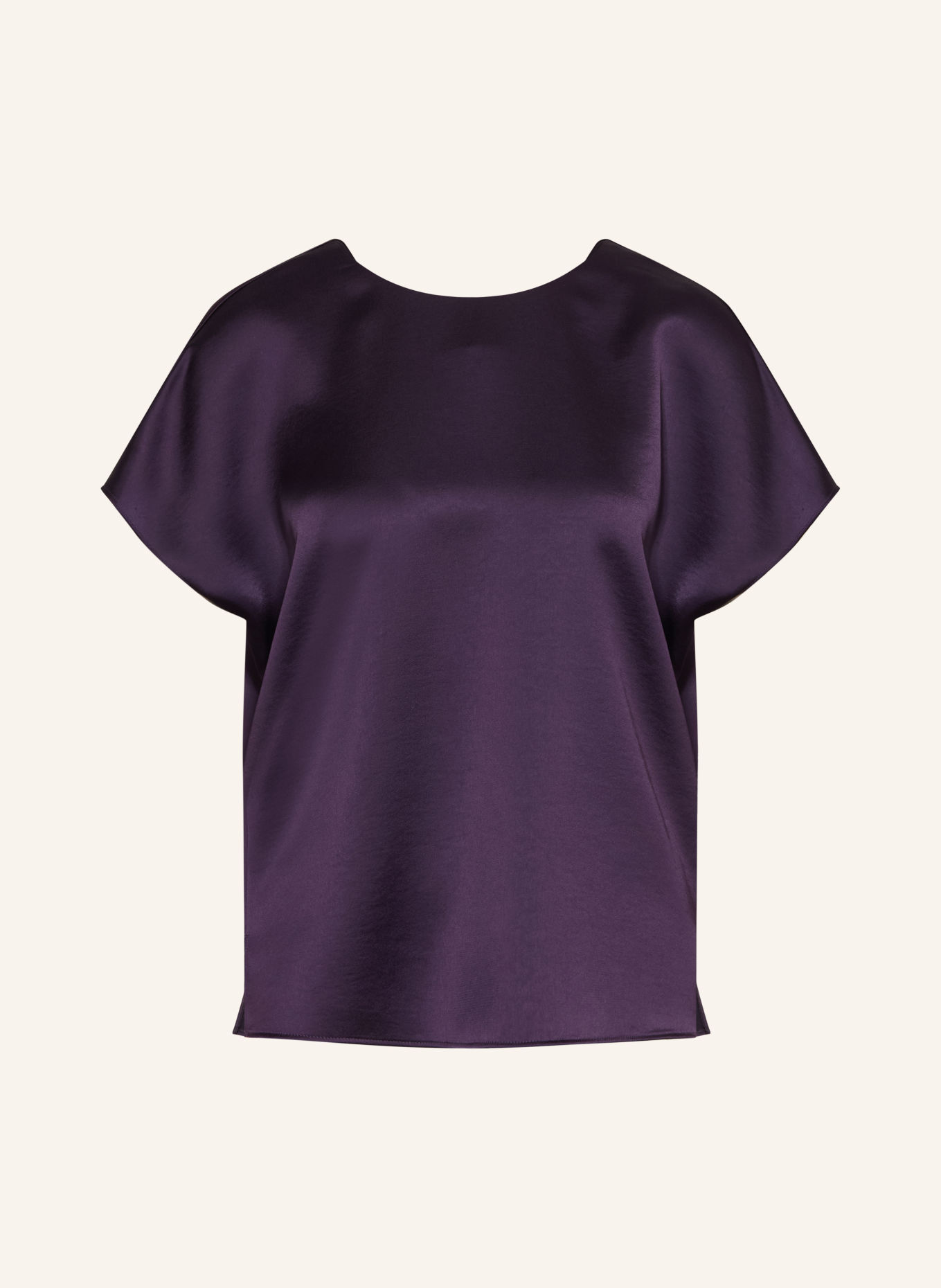 LUISA CERANO Bluse i satin: MØRKELILLA