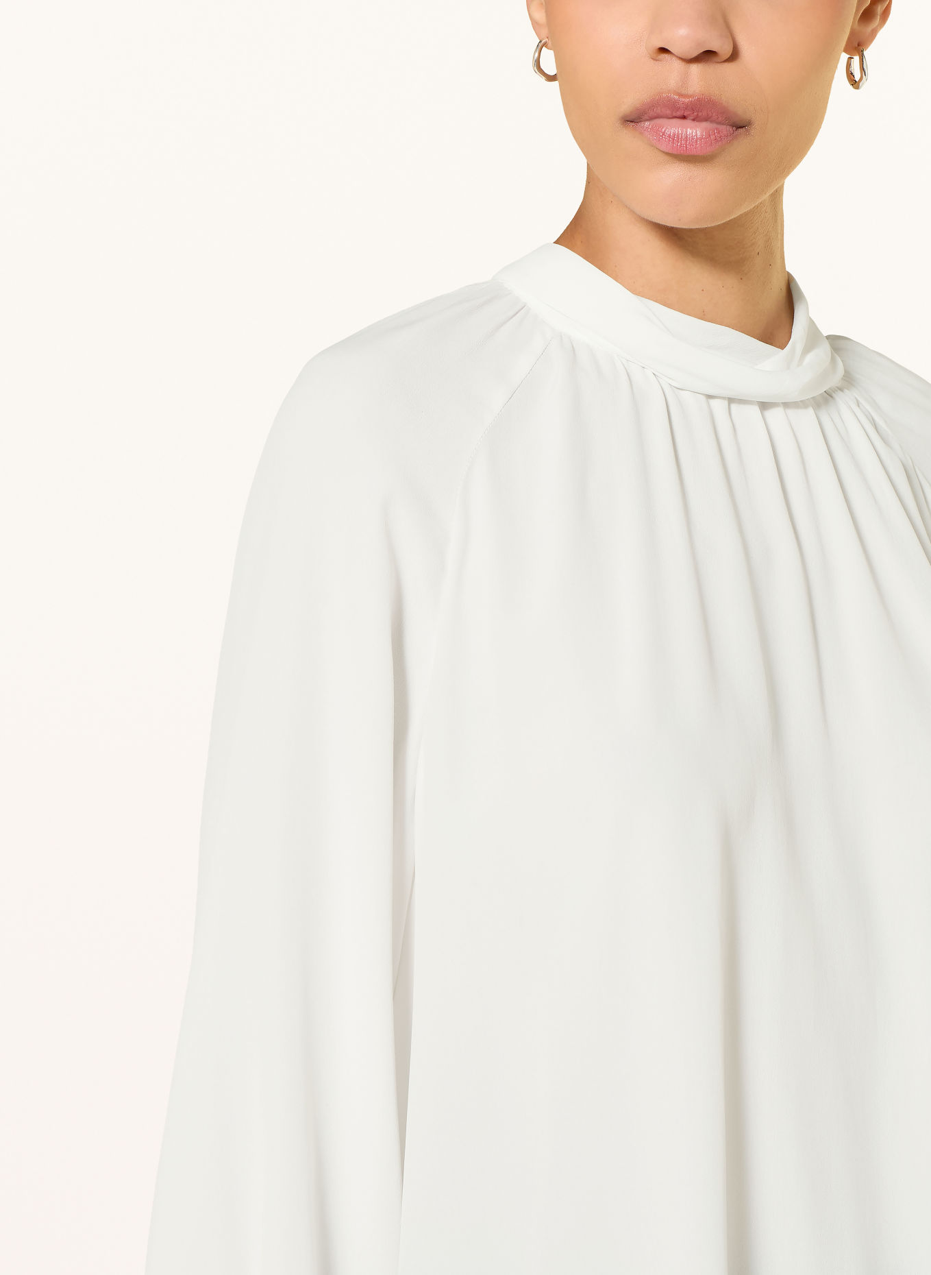 LUISA CERANO Shirt blouse with silk and ruffles: WHITE
