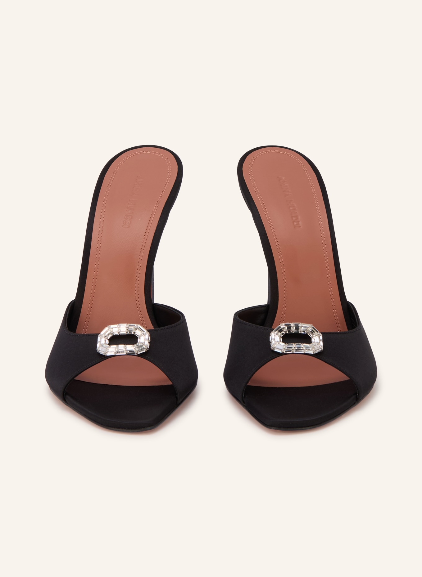 AMINA MUADDI Mules CAMELIA mit Schmucksteinen: SCHWARZ