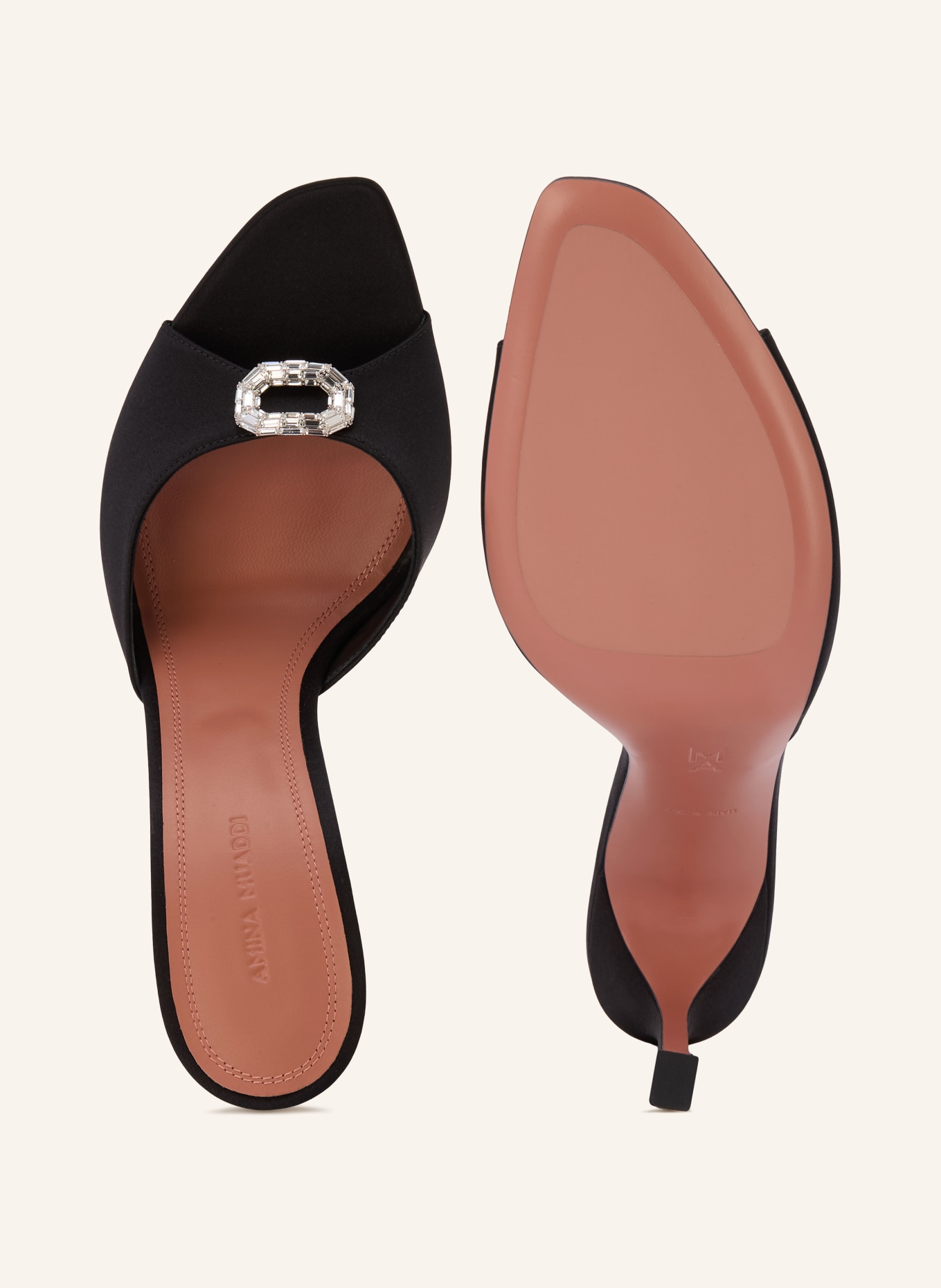 AMINA MUADDI Mules CAMELIA mit Schmucksteinen: SCHWARZ