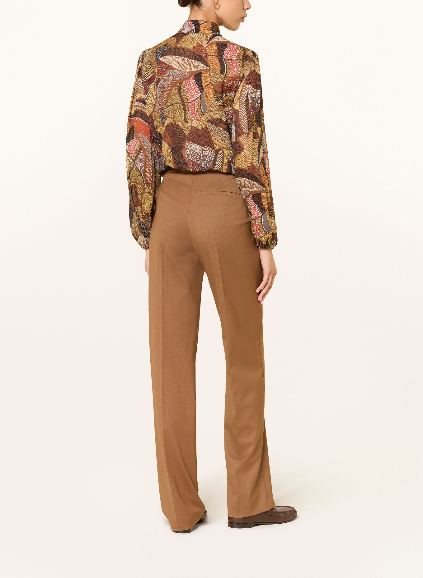 LUISA CERANO Tie-neck blouse: CAMEL / YELLOW / BLACK