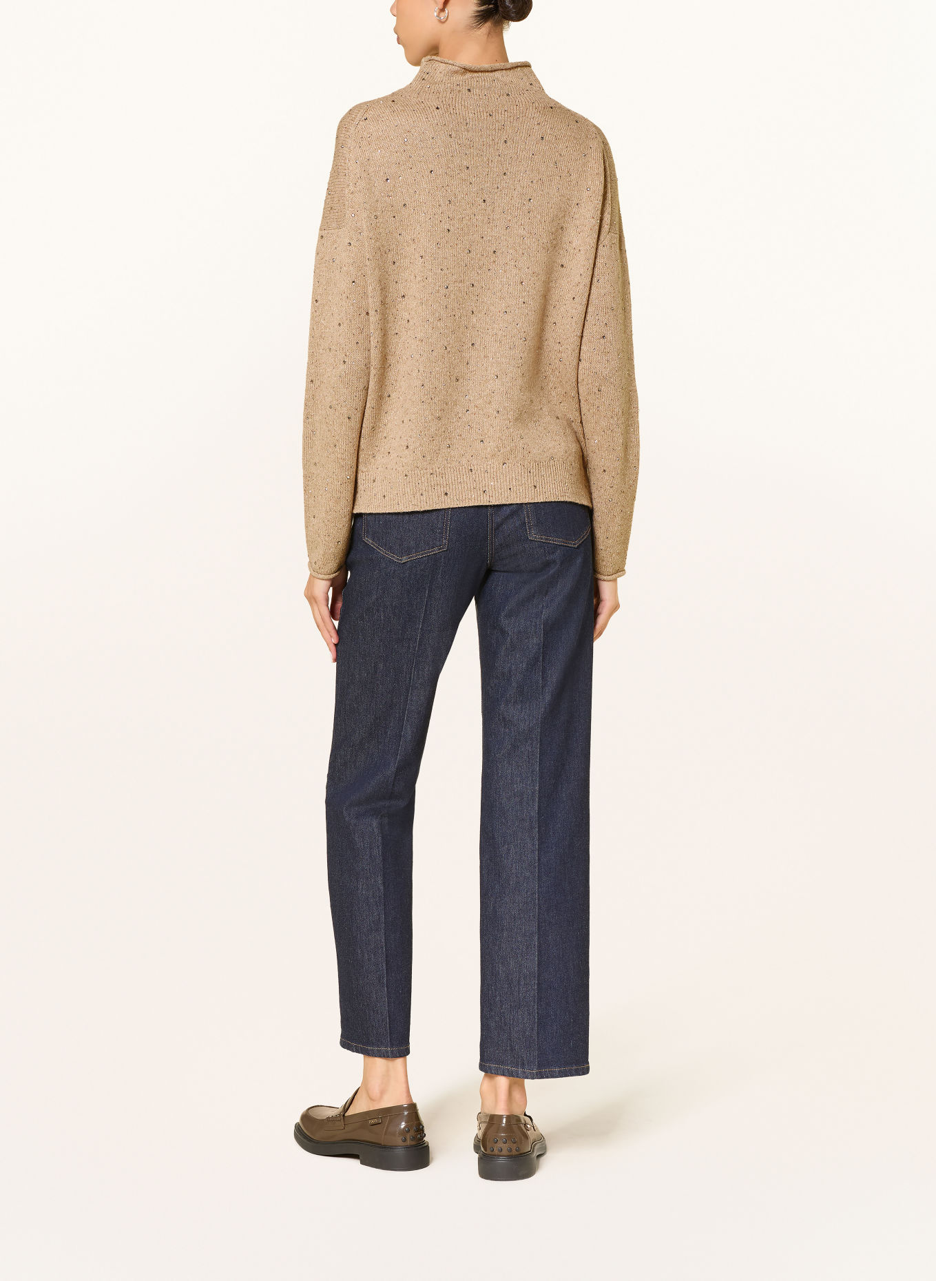 LUISA CERANO Pullover mit Schmucksteinen: BEIGE