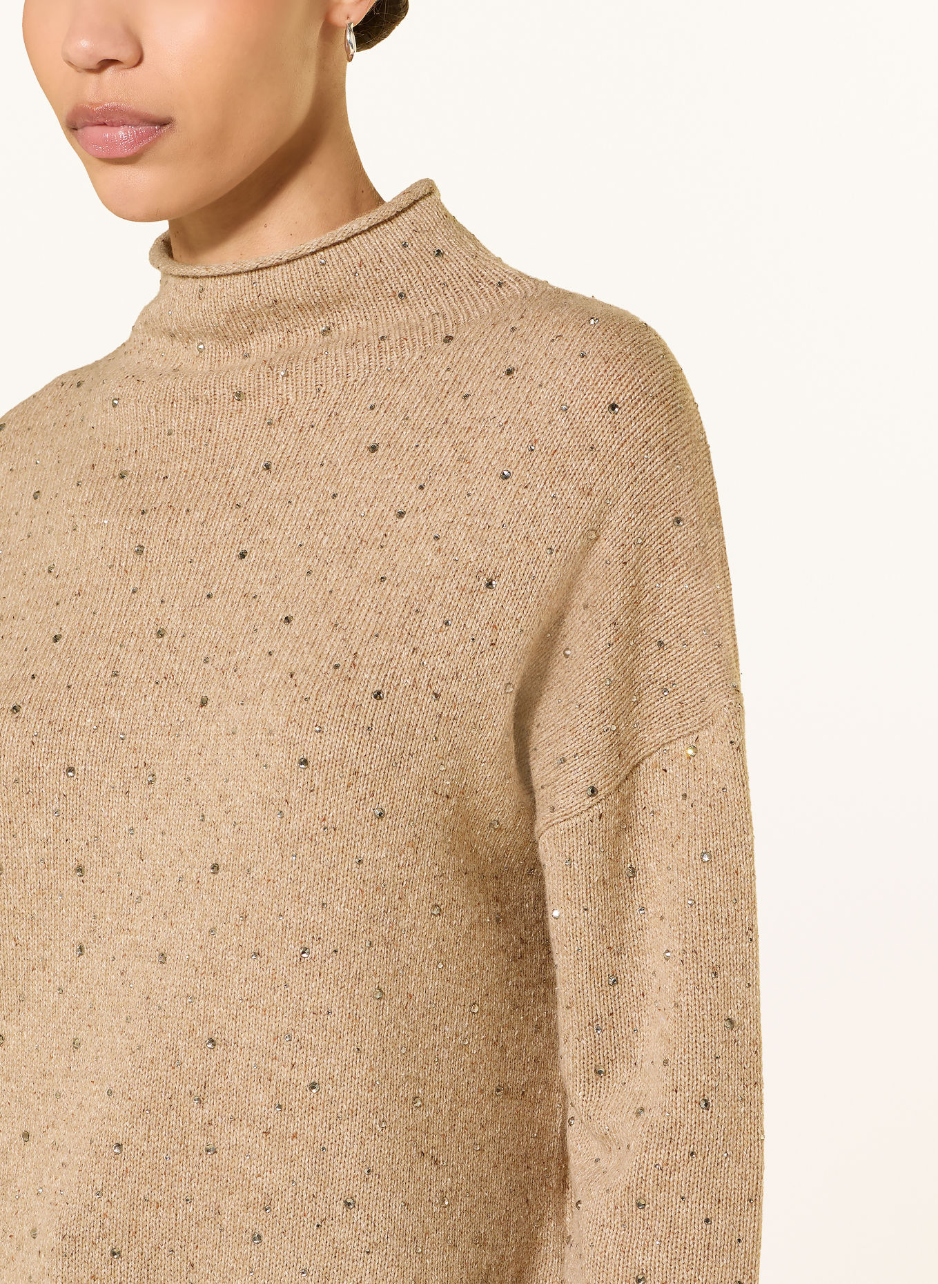 LUISA CERANO Pullover mit Schmucksteinen: BEIGE