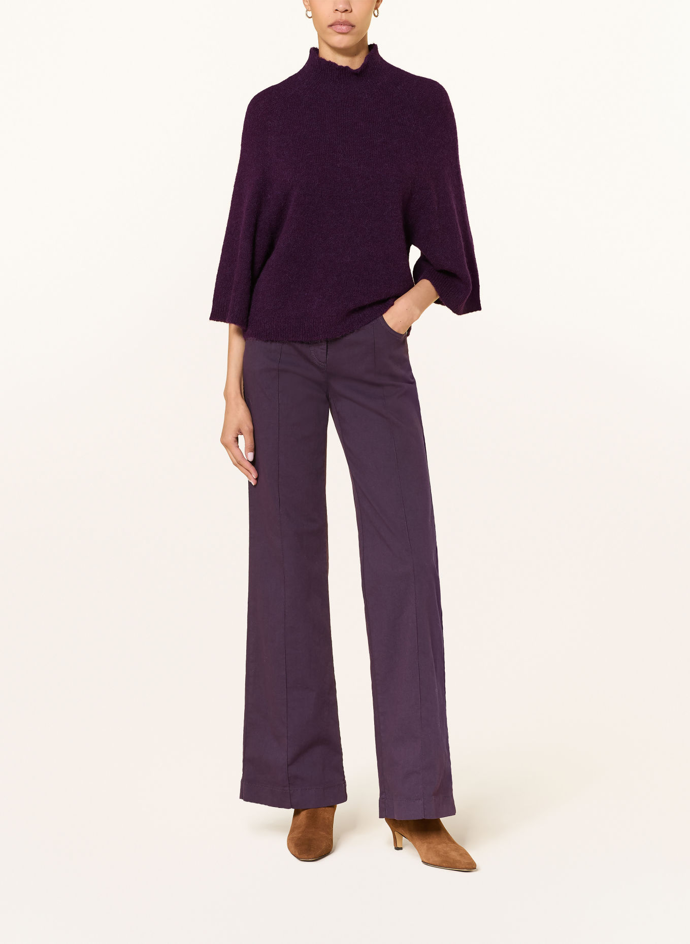 LUISA CERANO Sweater with alpaca and 3/4 sleeves: DARK PURPLE