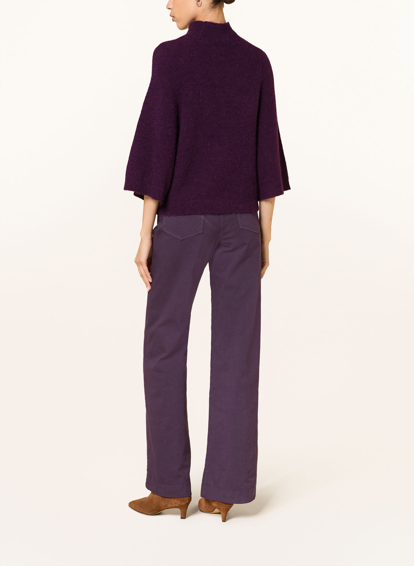 LUISA CERANO Sweater with alpaca and 3/4 sleeves: DARK PURPLE