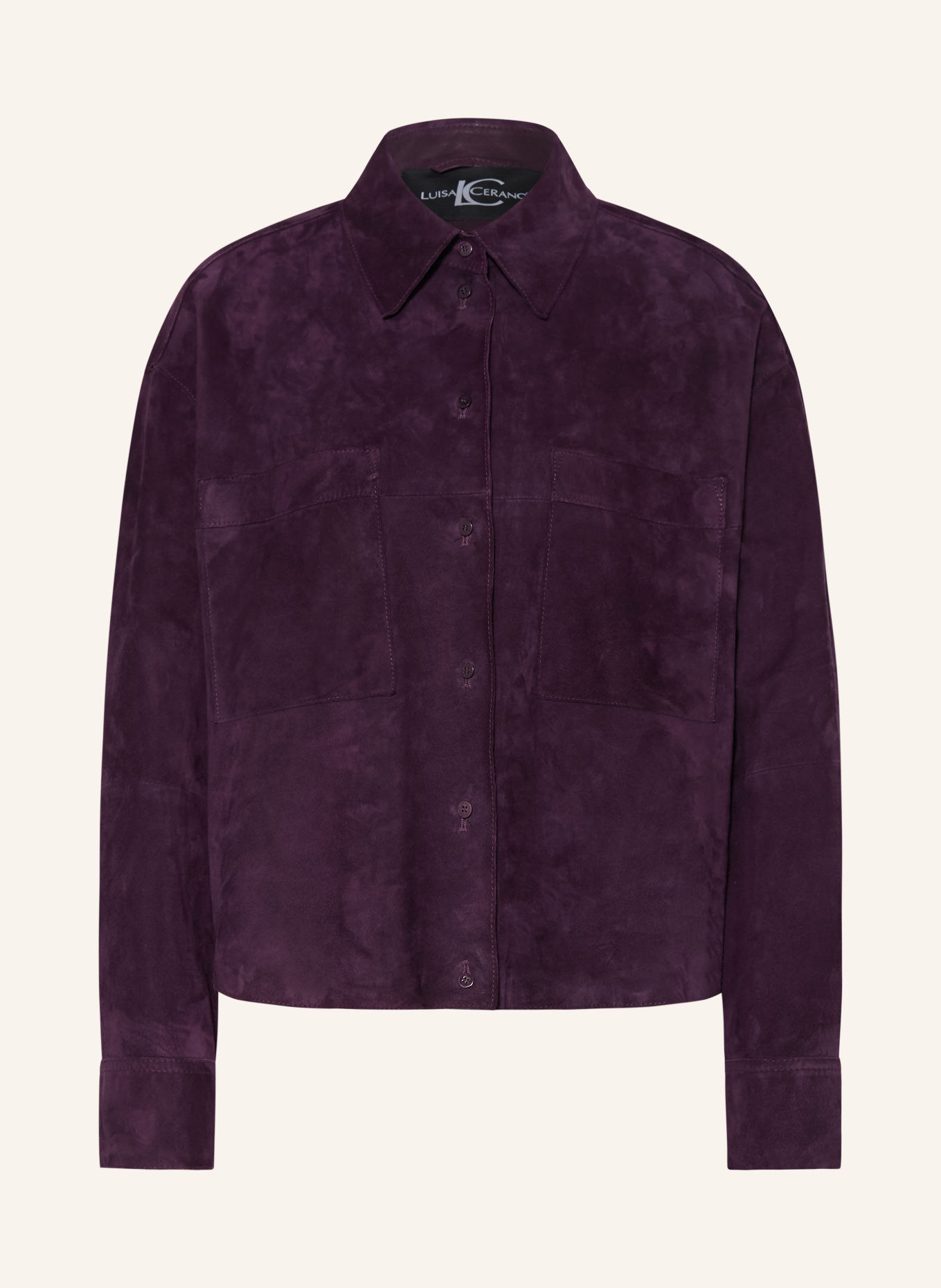 LUISA CERANO Leather Overshirt: DARK PURPLE