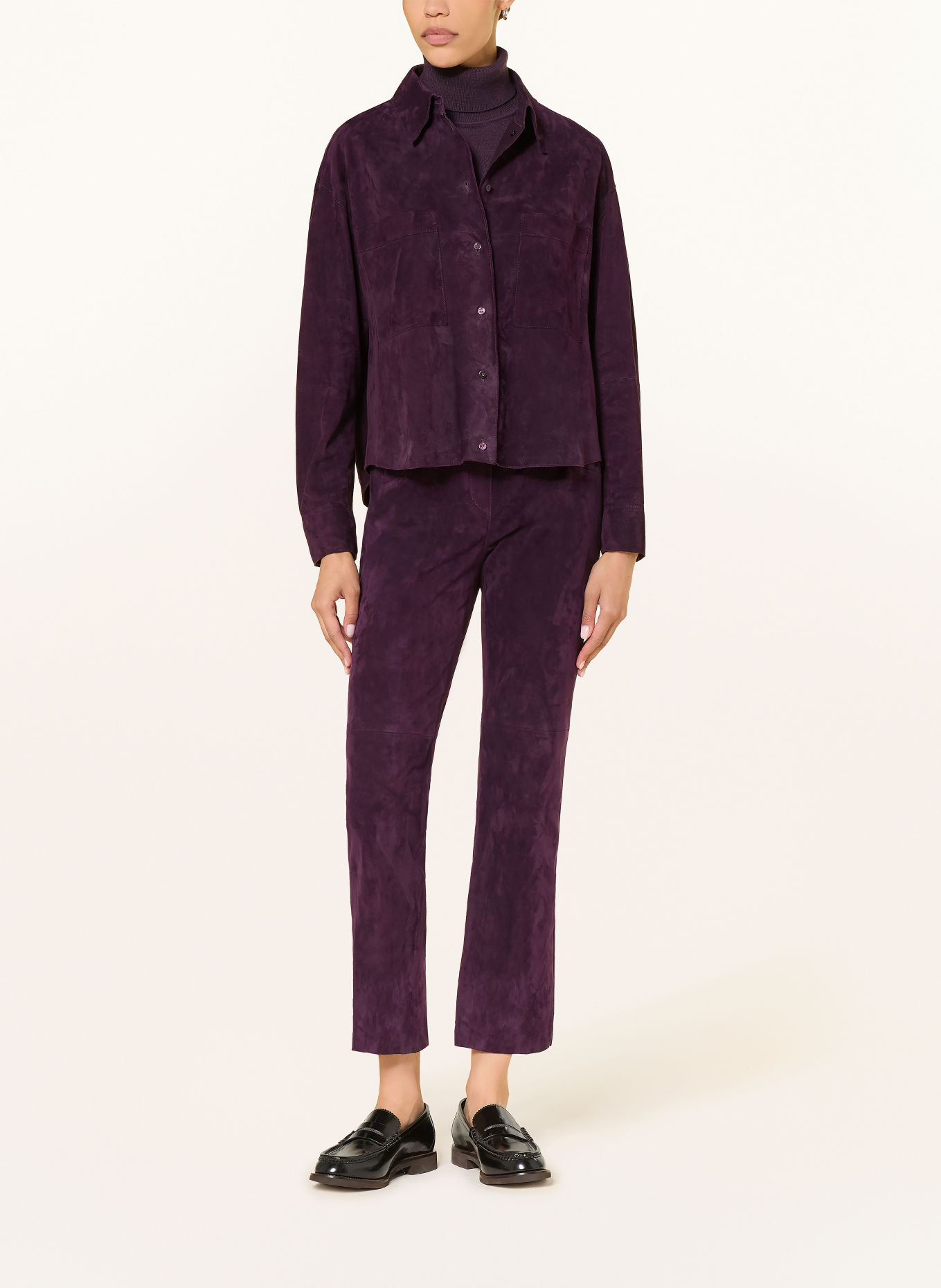 LUISA CERANO Leather Overshirt: DARK PURPLE