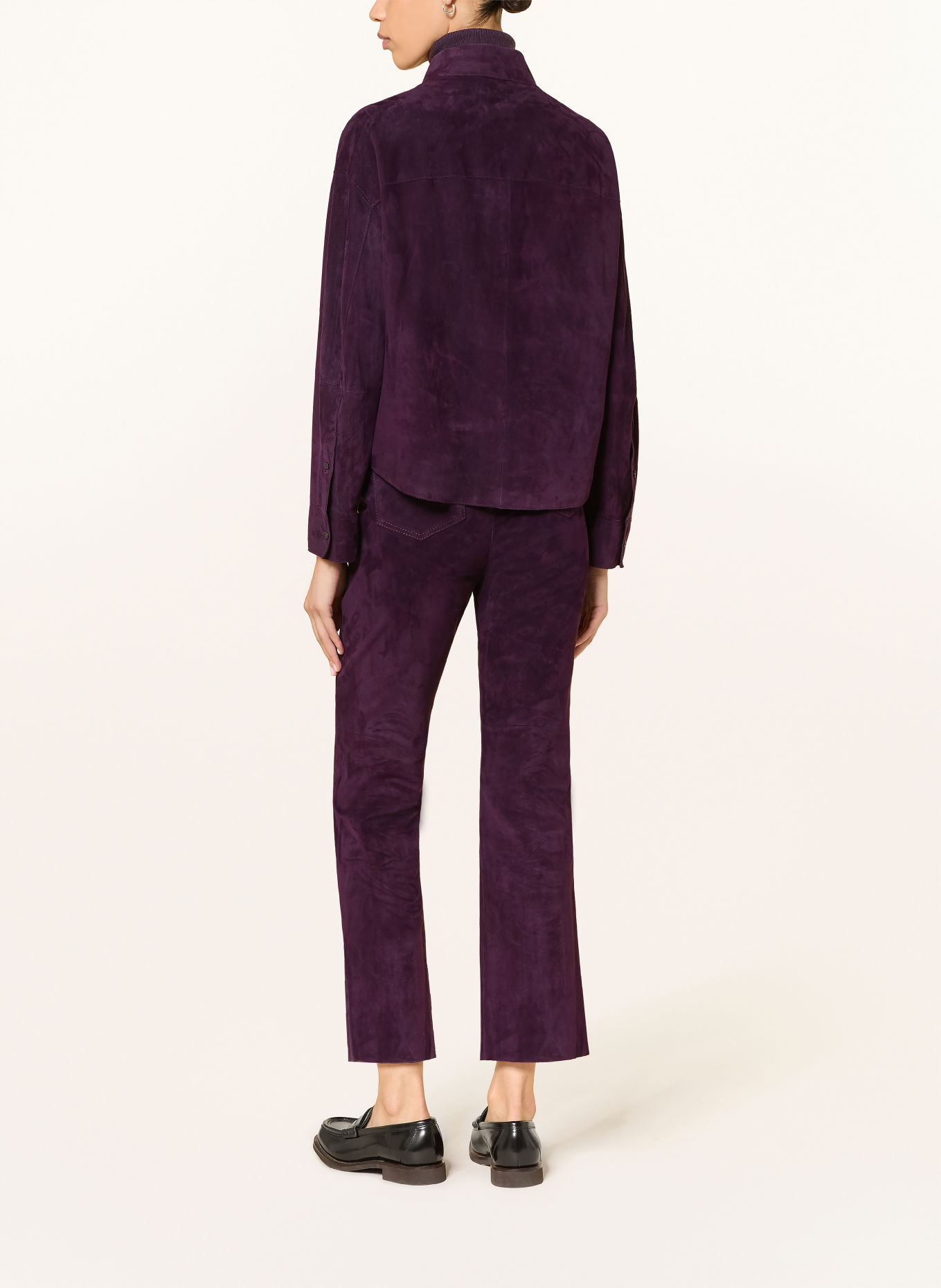 LUISA CERANO Leather Overshirt: DARK PURPLE