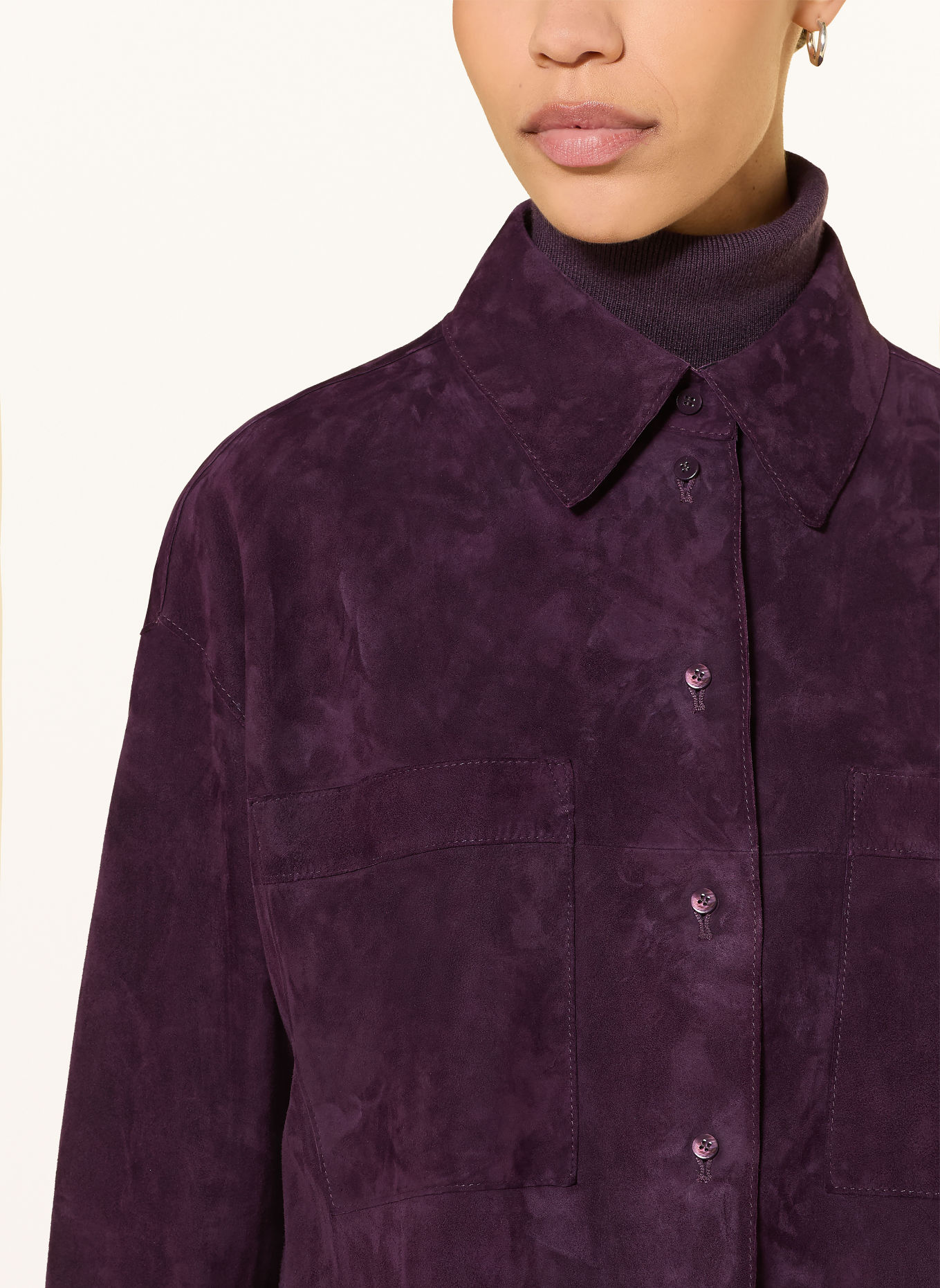 LUISA CERANO Leather Overshirt: DARK PURPLE