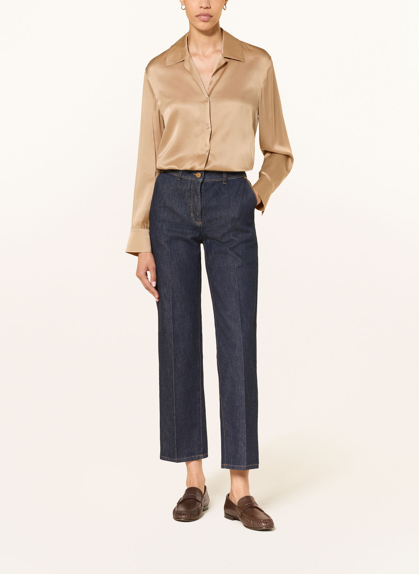 LUISA CERANO Satinbluse mit Seide: CAMEL