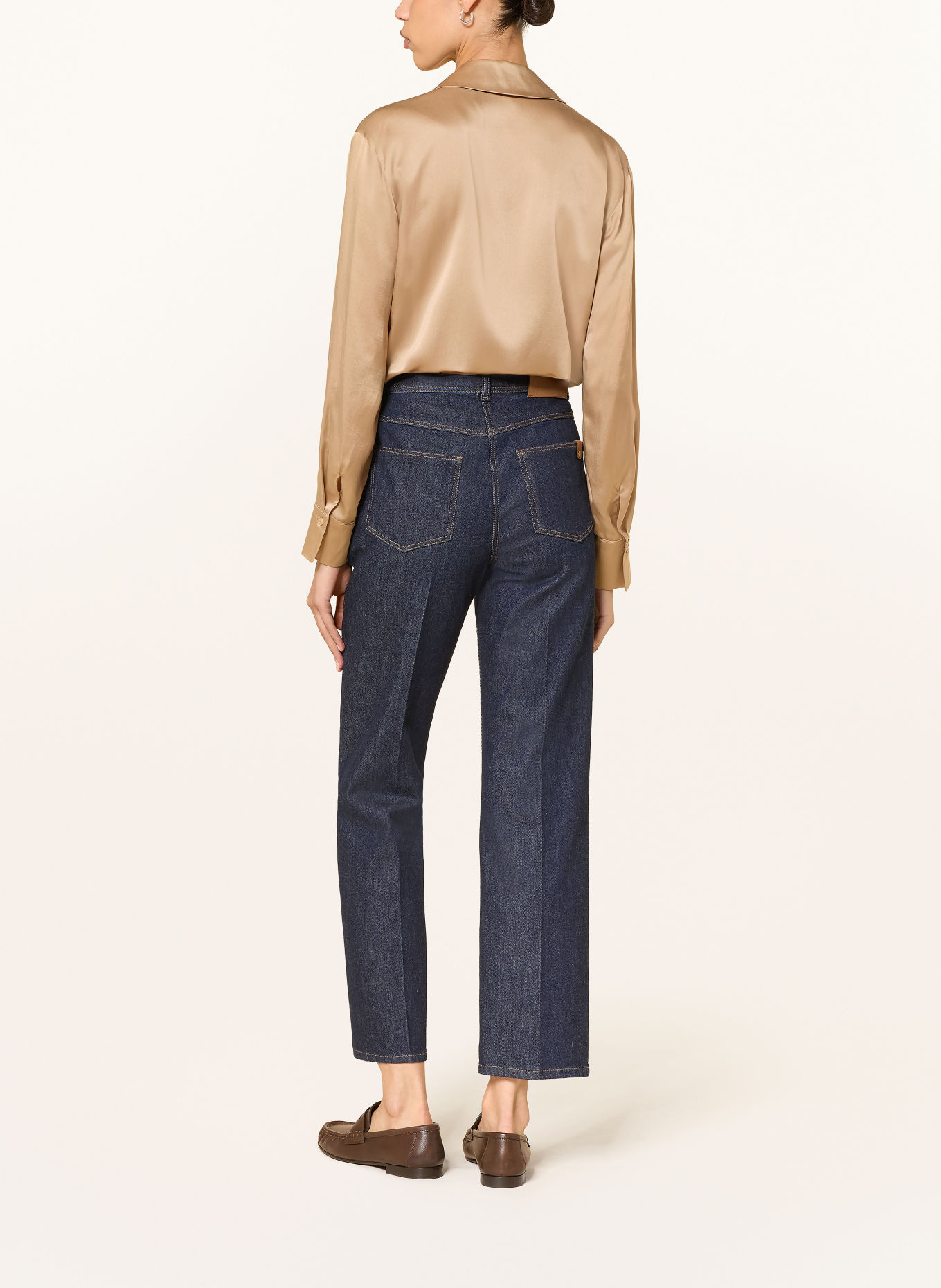 LUISA CERANO Satinbluse mit Seide: CAMEL